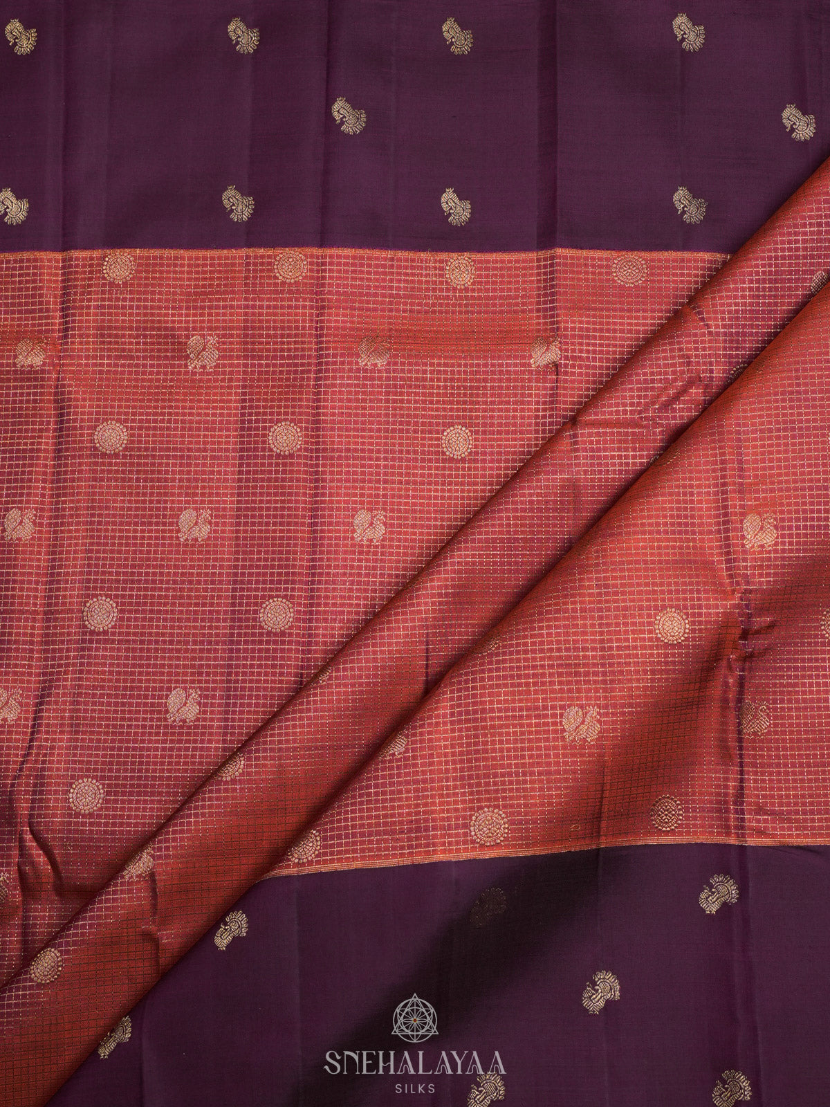 Burnt Orange Kanjivaram Silk Saree