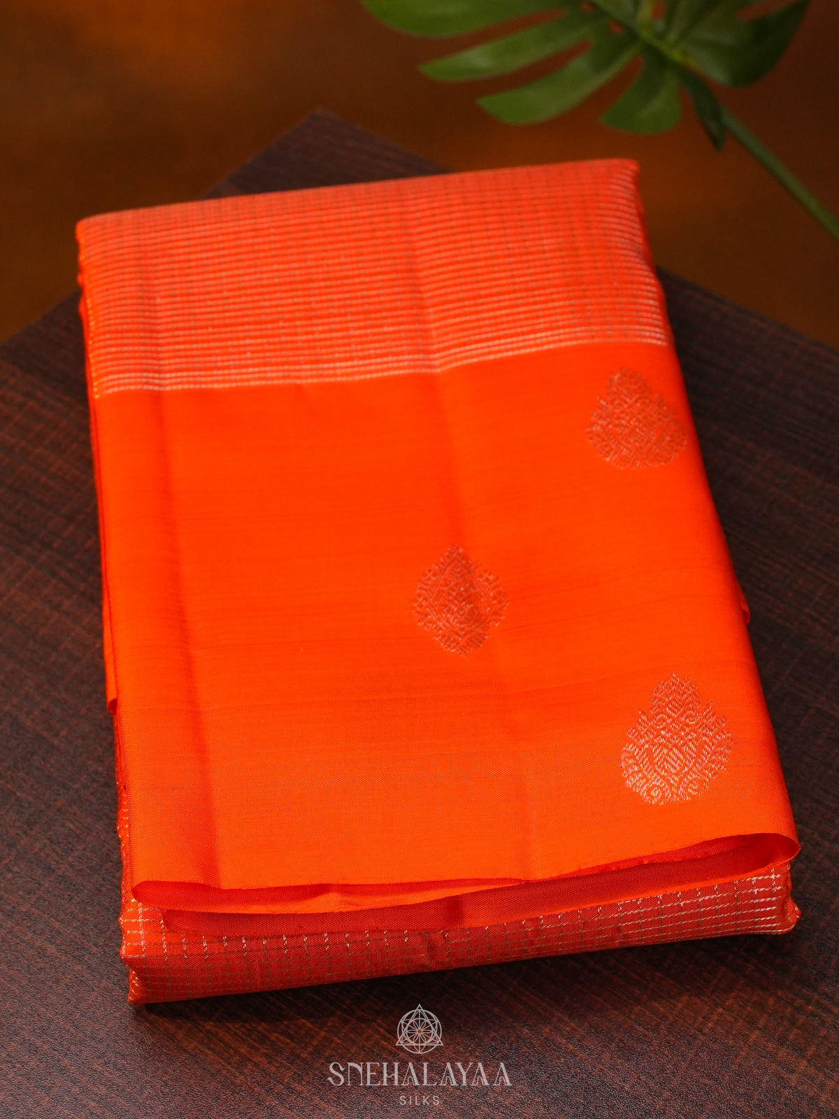 Rust Orange Kanjivaram Silk Saree