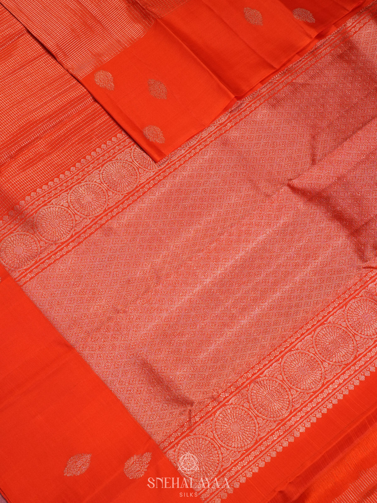Rust Orange Kanjivaram Silk Saree