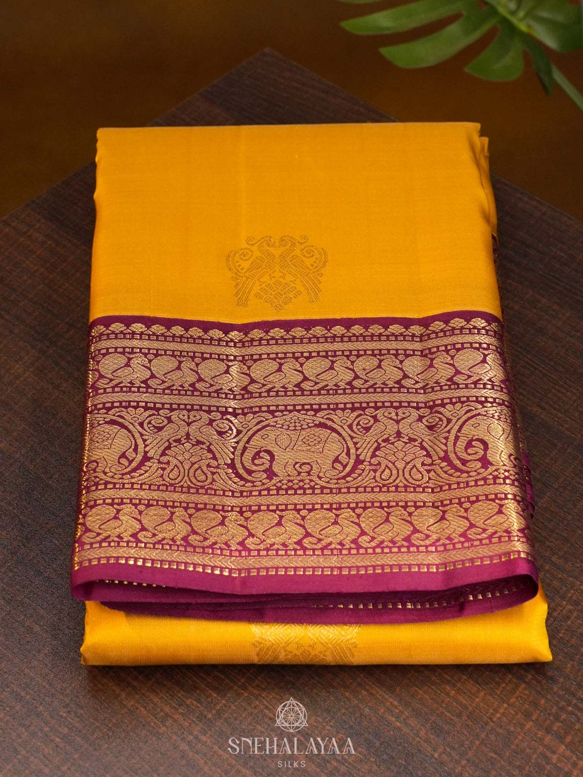 Mago Yellow Kanjivaram Silk Saree