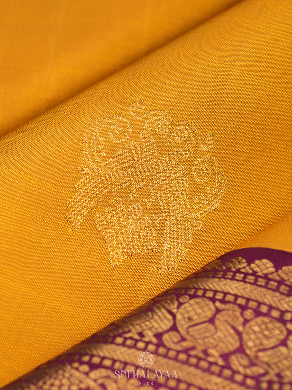 Mago Yellow Kanjivaram Silk Saree