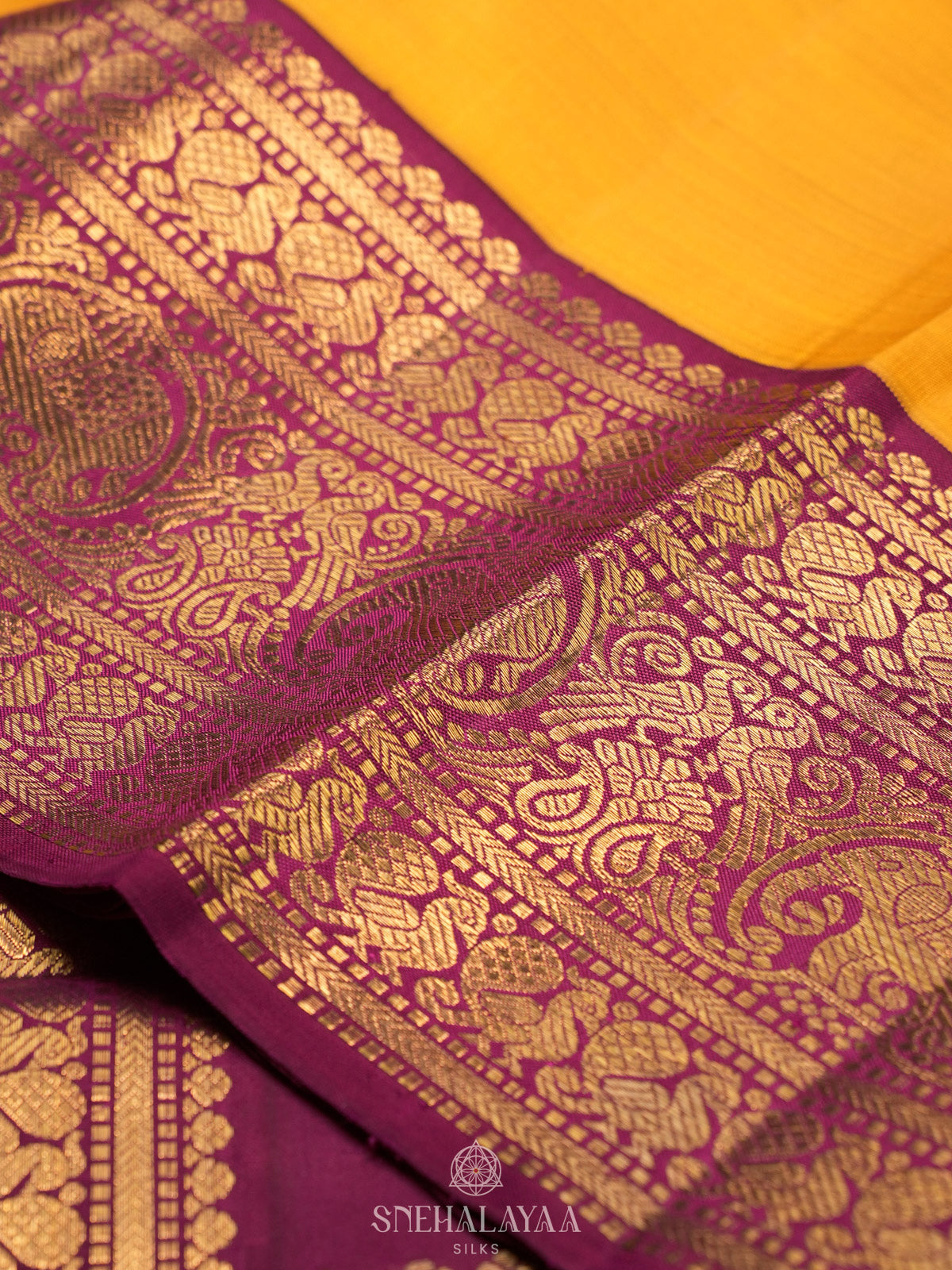 Mago Yellow Kanjivaram Silk Saree