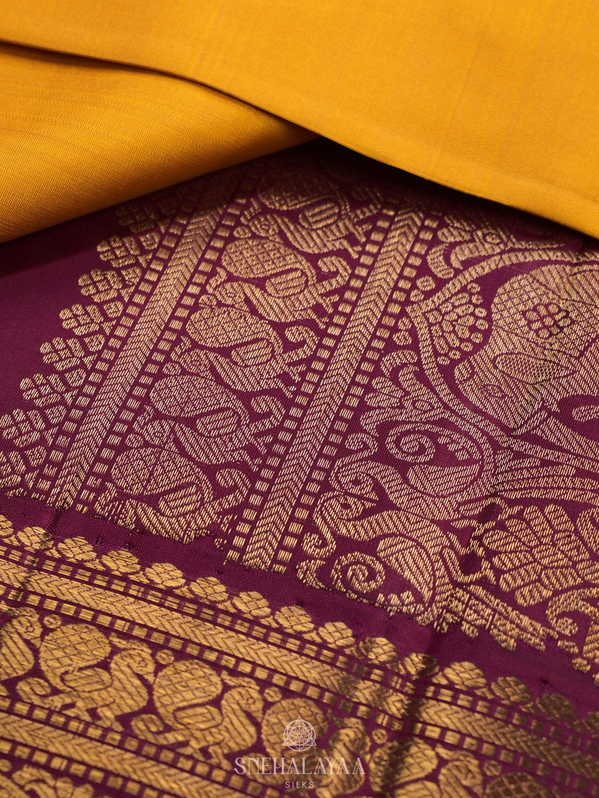Mago Yellow Kanjivaram Silk Saree