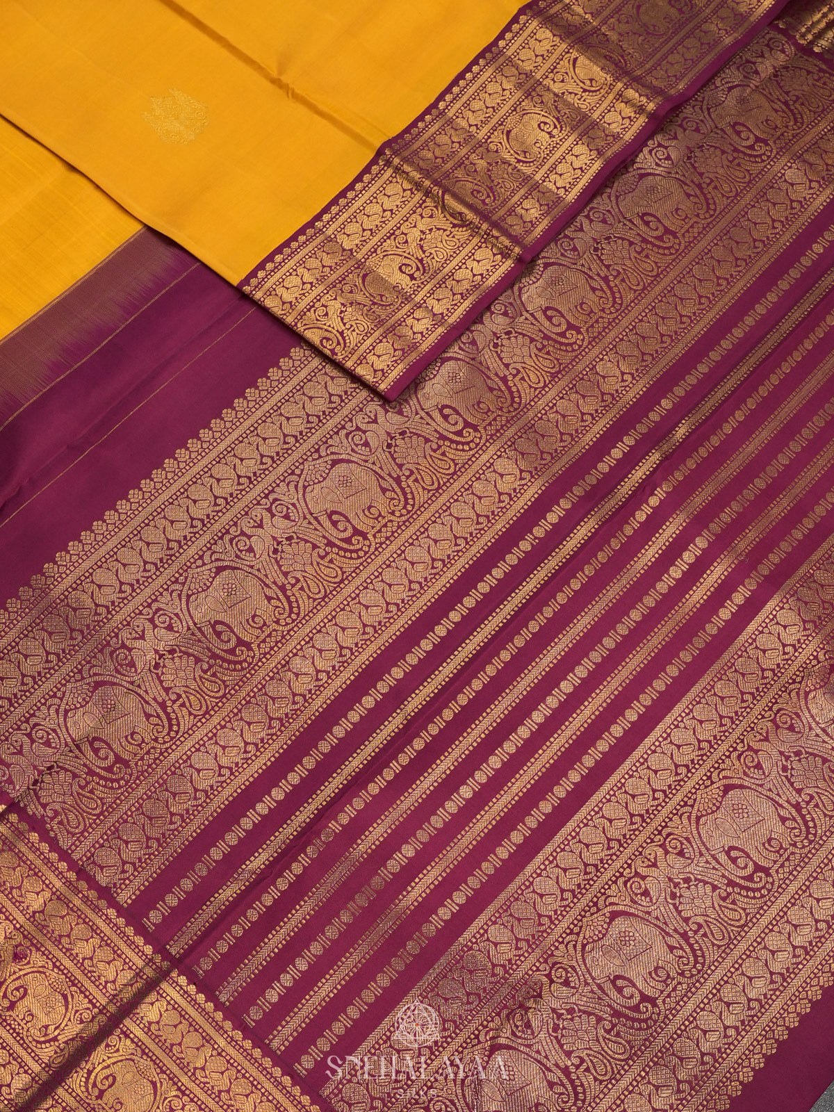Mago Yellow Kanjivaram Silk Saree