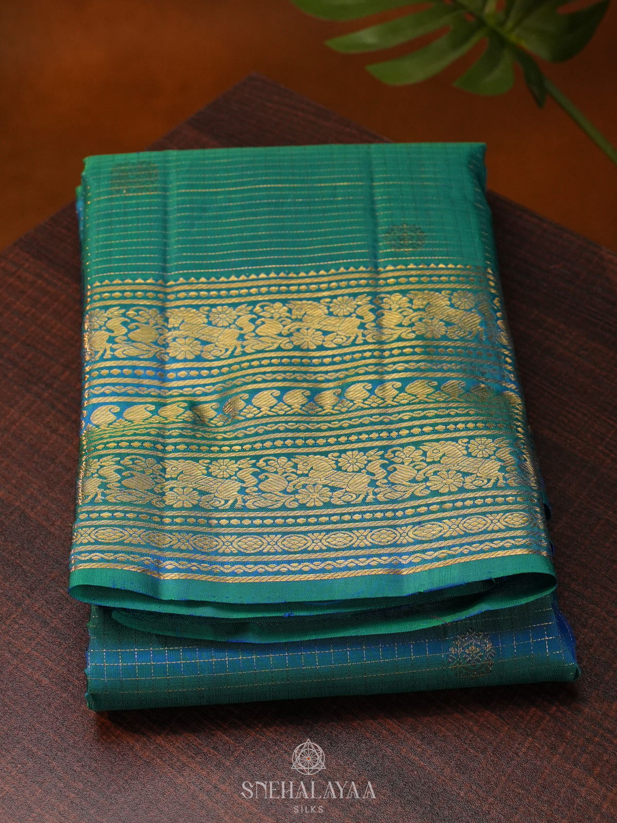 Peacock Blue Kanjivaram Silk Saree