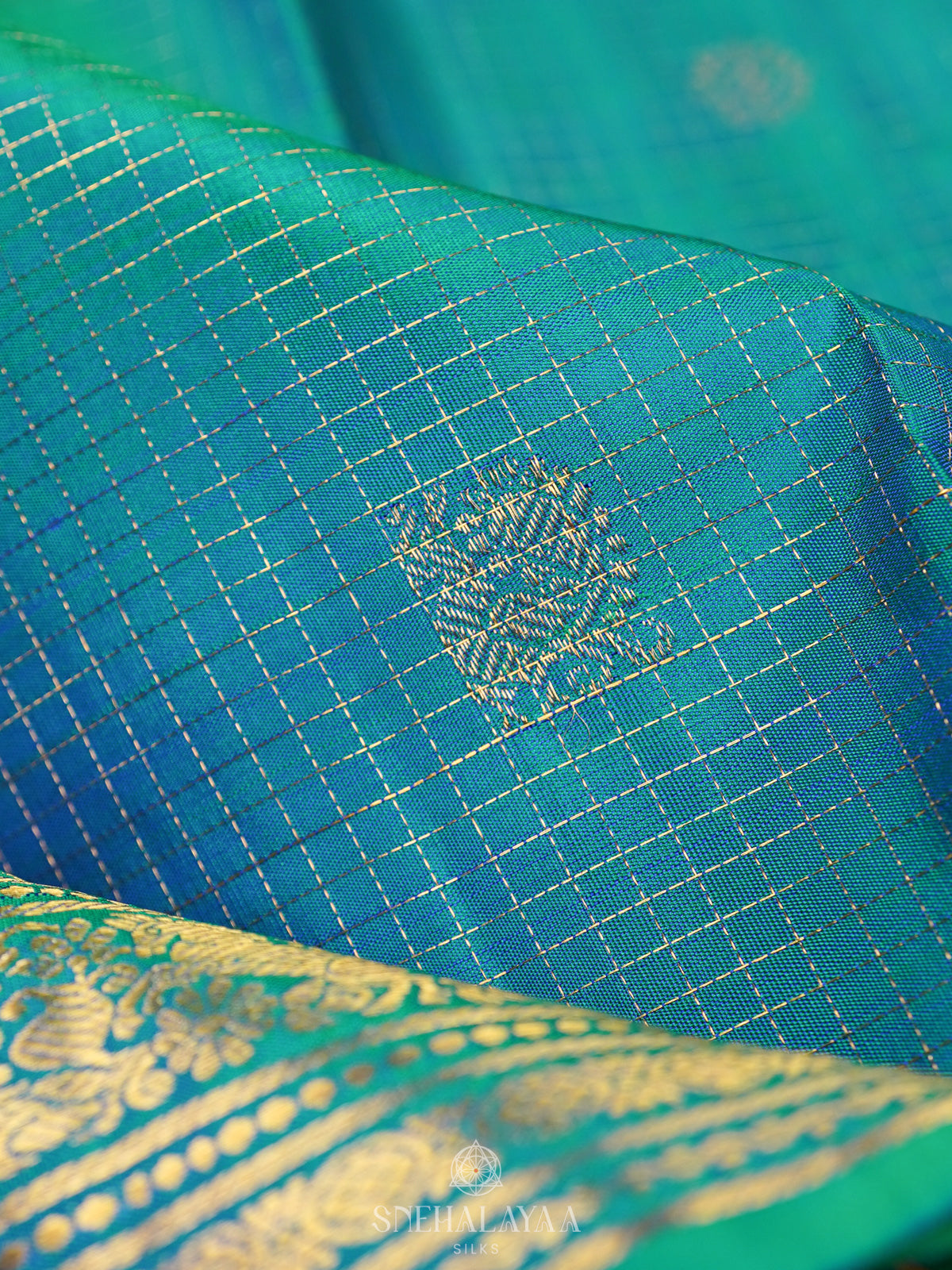 Peacock Blue Kanjivaram Silk Saree