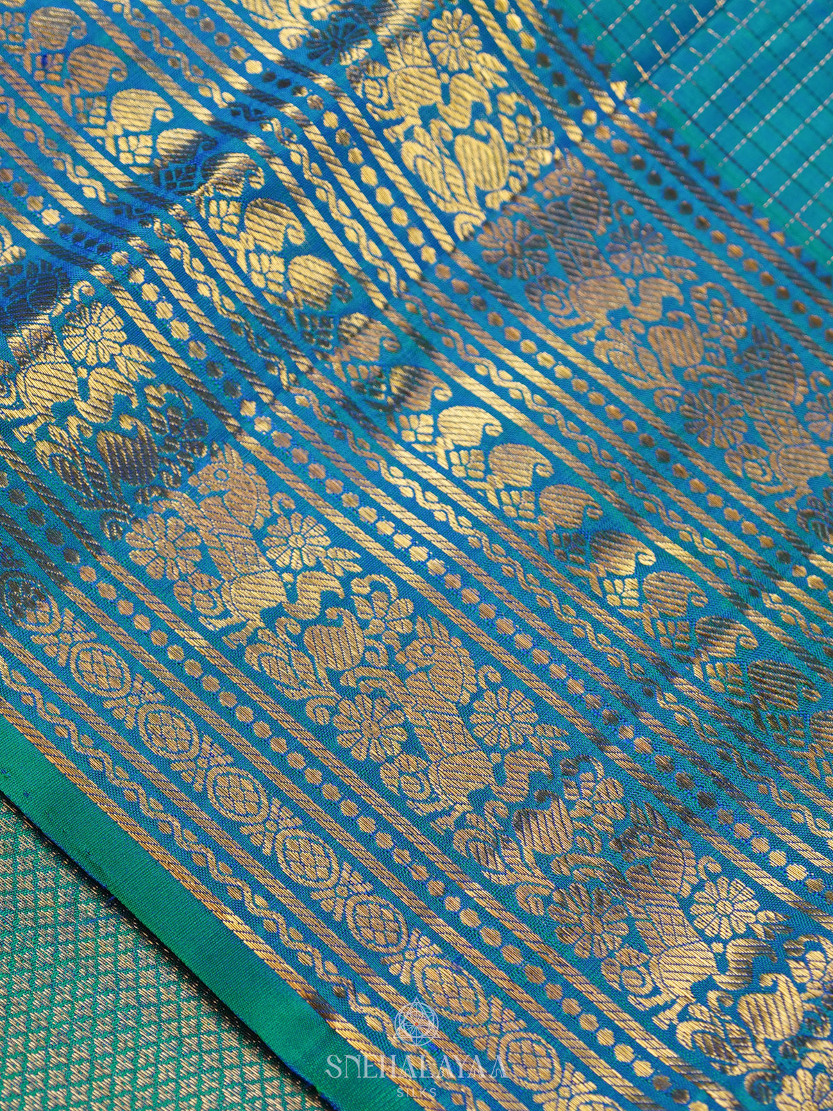 Peacock Blue Kanjivaram Silk Saree