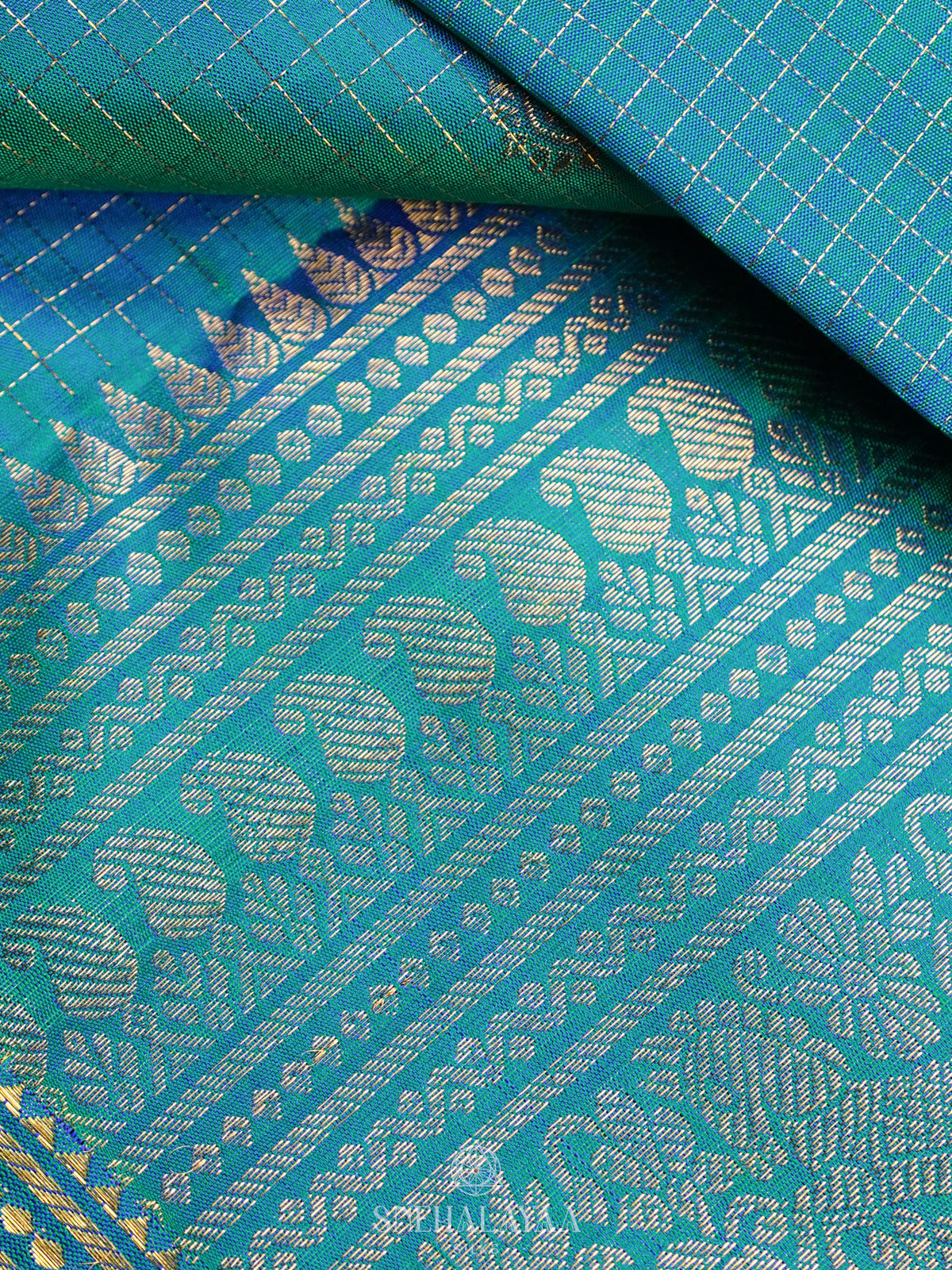 Peacock Blue Kanjivaram Silk Saree