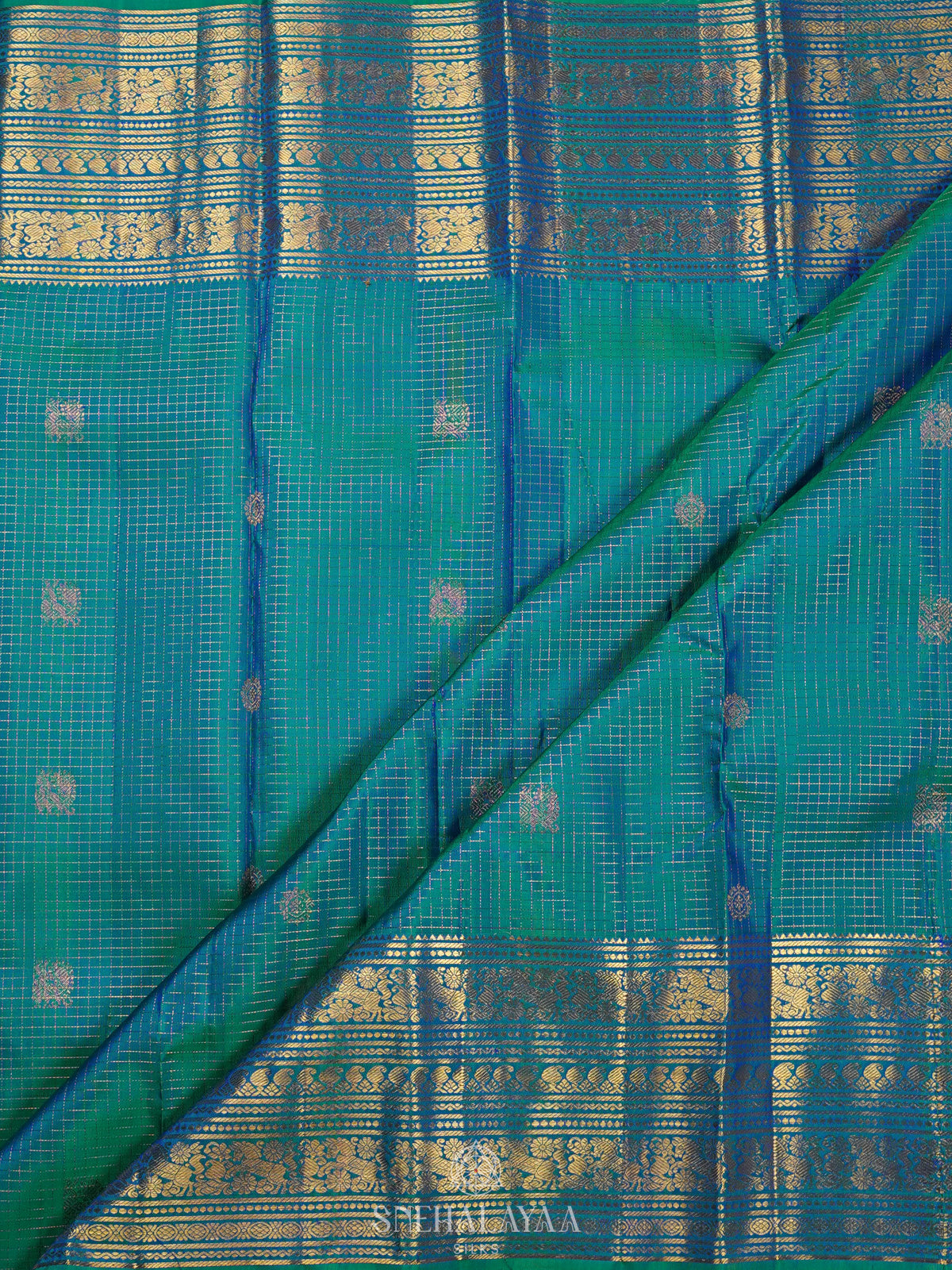 Peacock Blue Kanjivaram Silk Saree