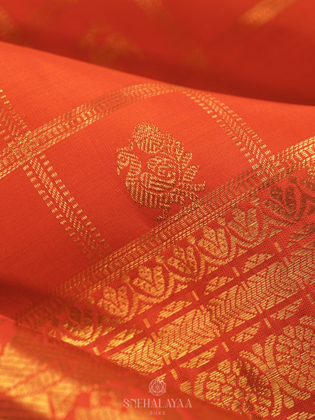 Orange Kanjivaram Silk Saree