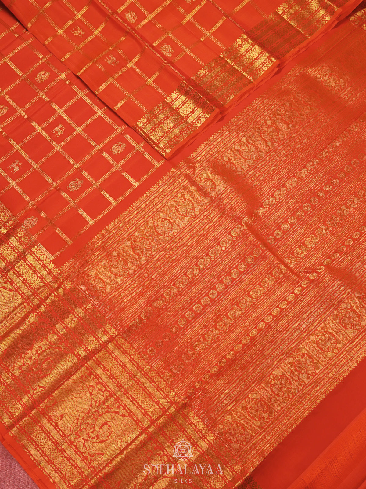 Orange Kanjivaram Silk Saree