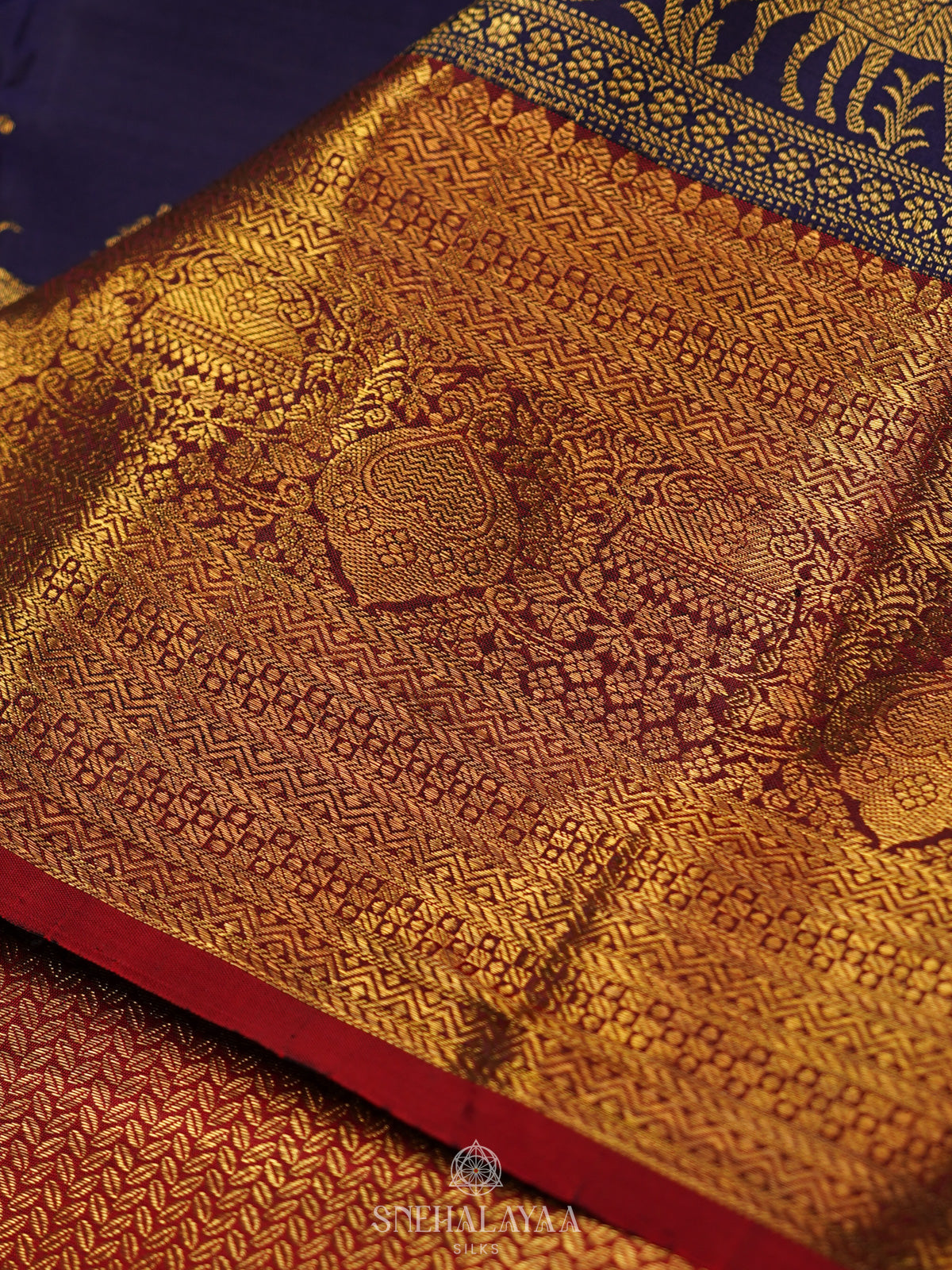 Navy Blue Kanjivaram Silk Saree