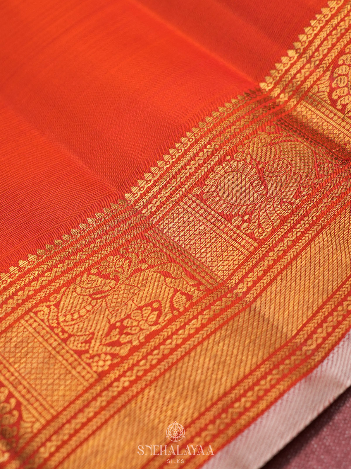 Orange Kanjivaram Silk Saree