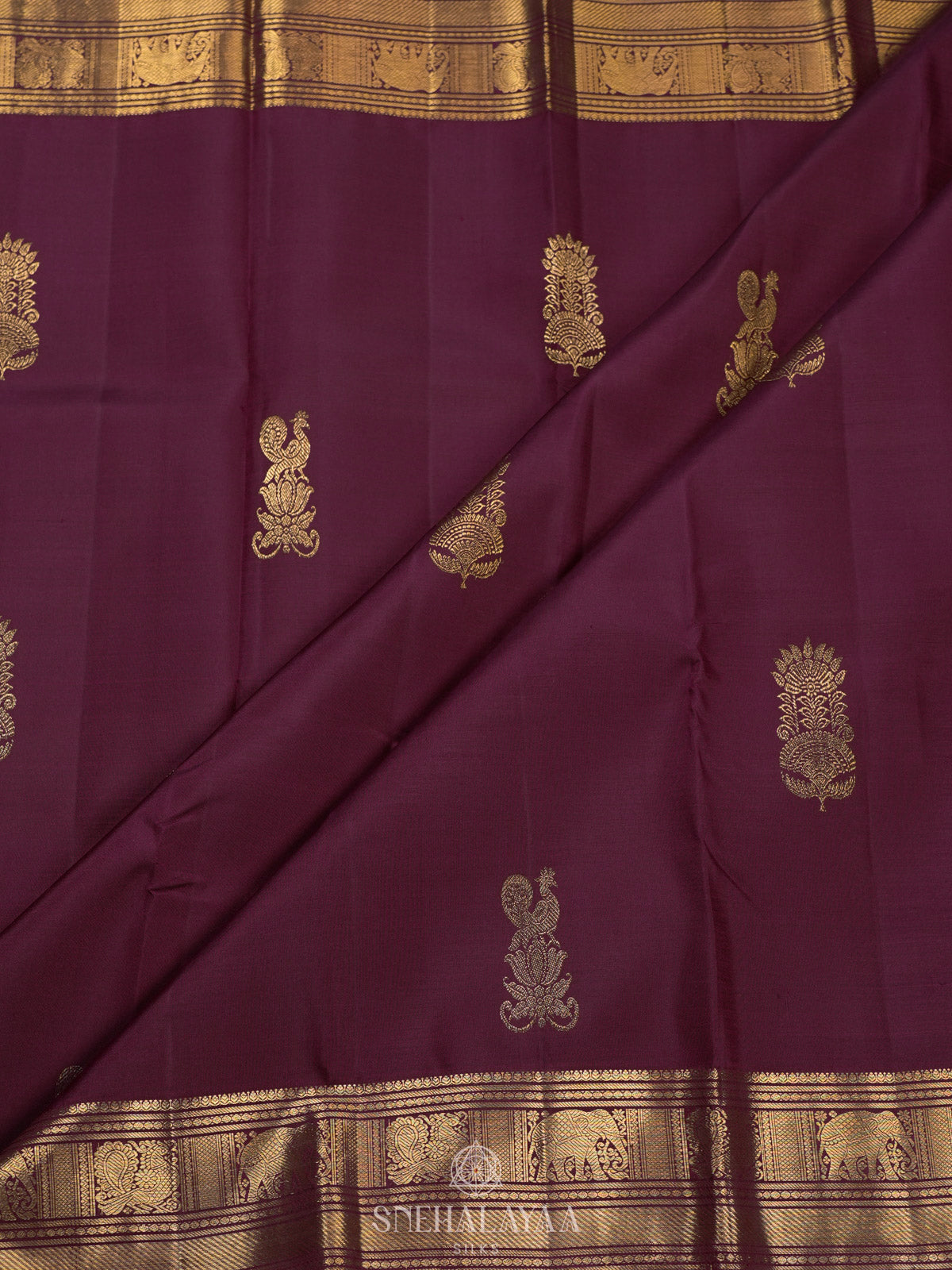 Burgundy Kanjivaram Silk Saree