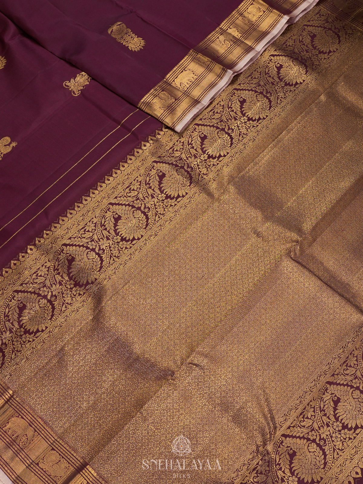 Burgundy Kanjivaram Silk Saree