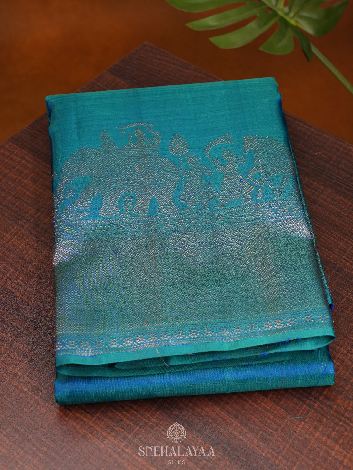 Peacock Blue Kanjivaram Silk Saree