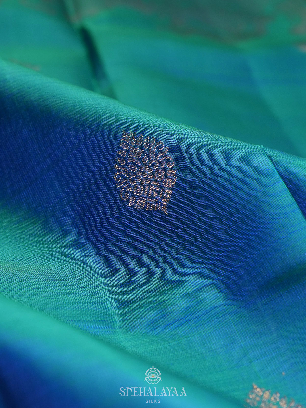 Peacock Blue Kanjivaram Silk Saree