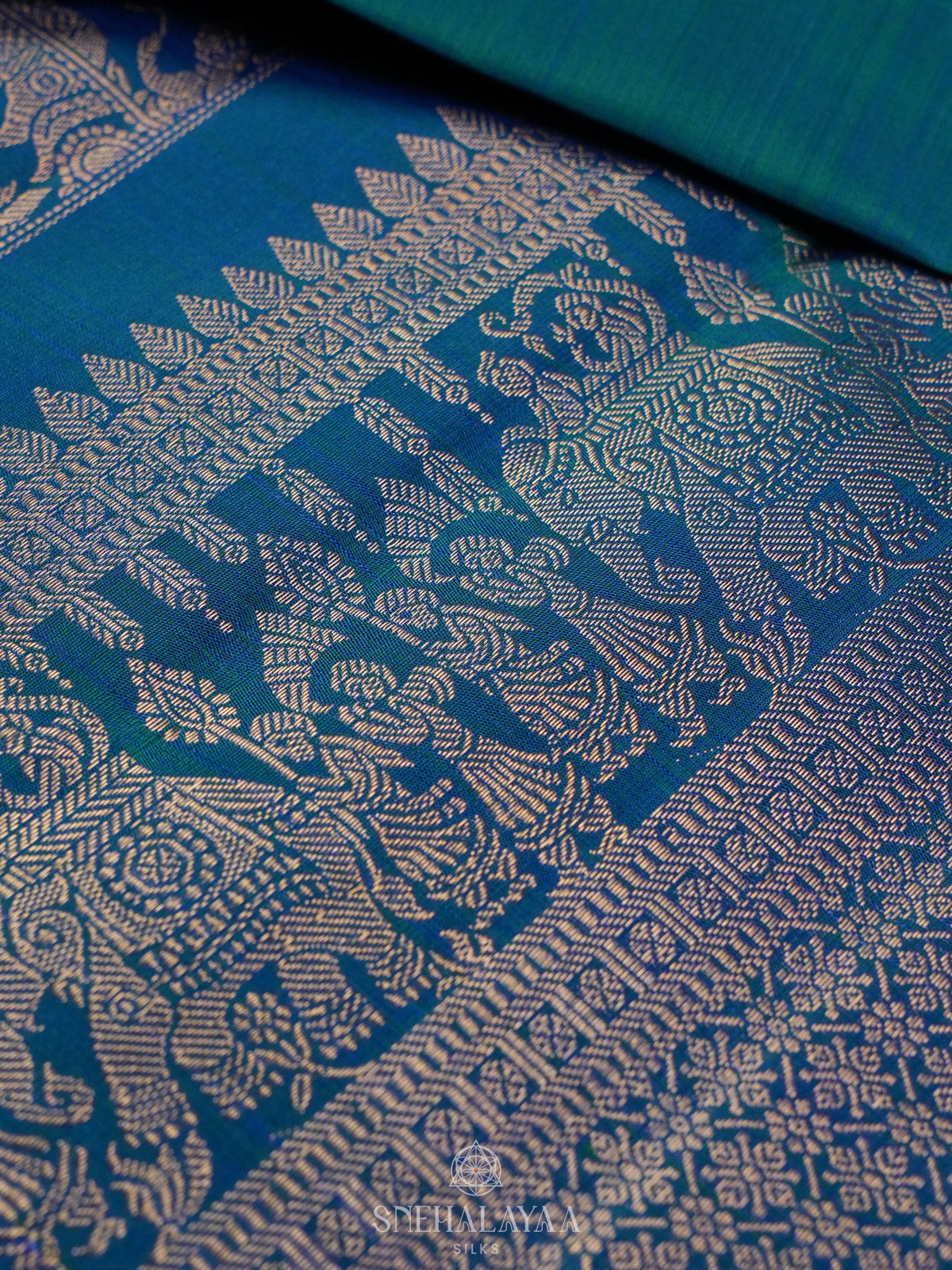 Peacock Blue Kanjivaram Silk Saree