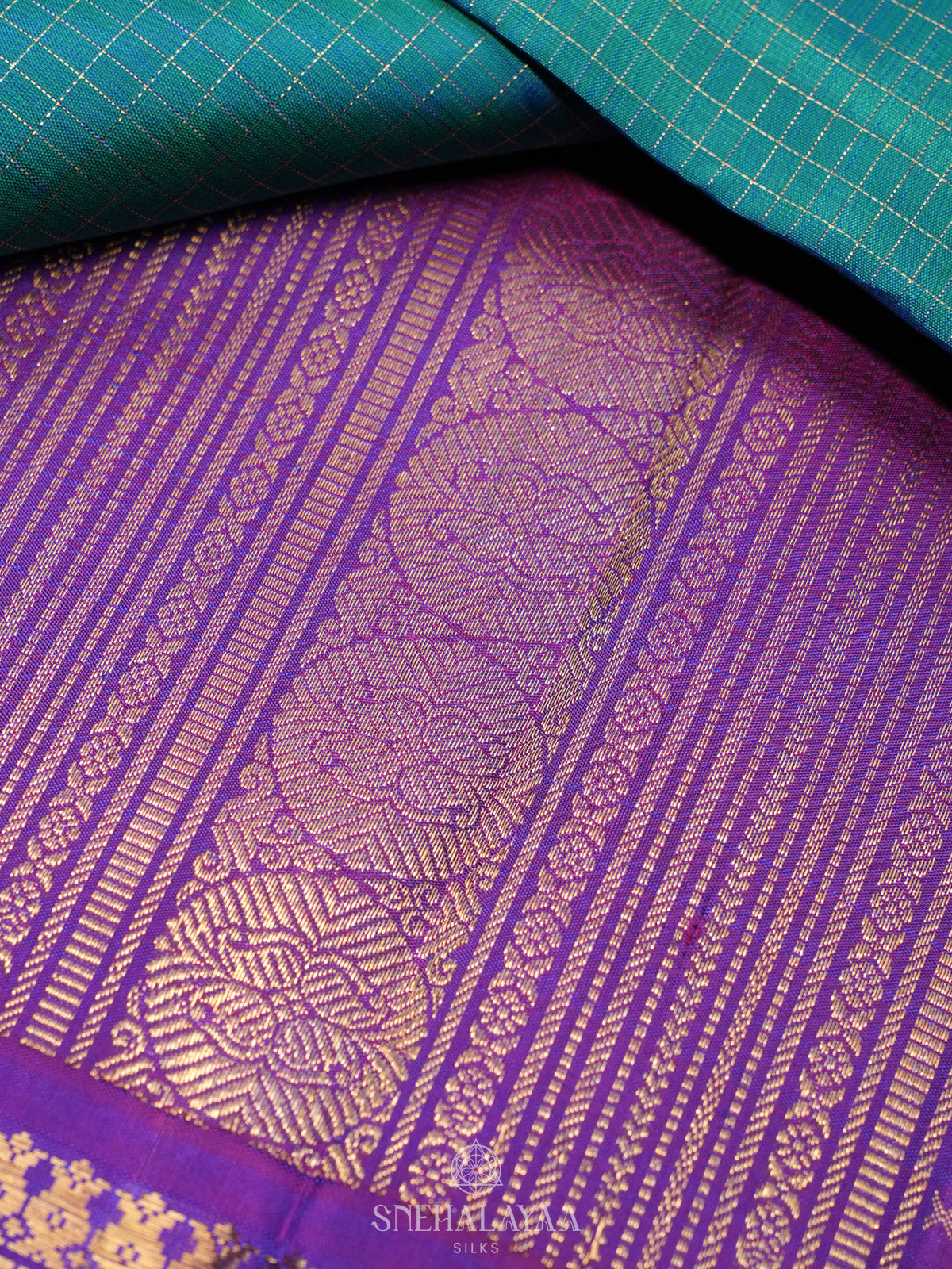 Peacock Blue Kanjivaram Silk Saree