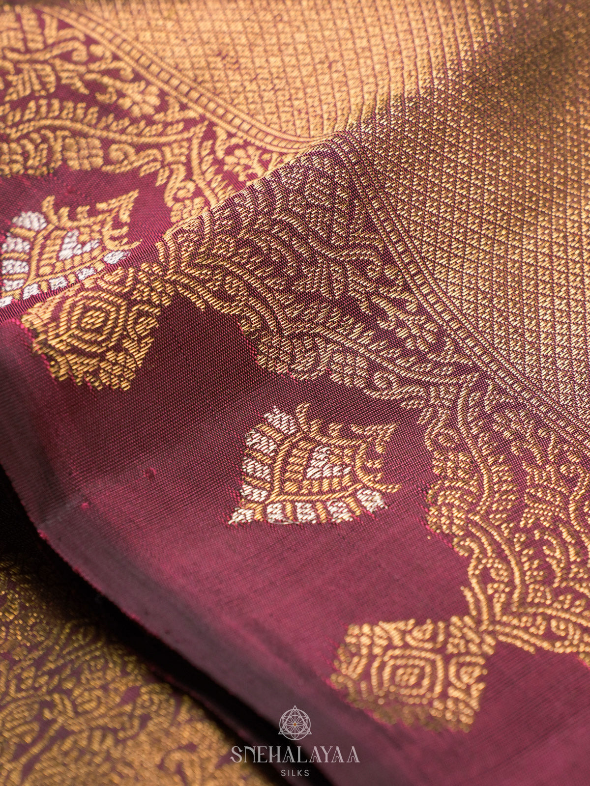 Burgundy Kanjivaram Silk Saree