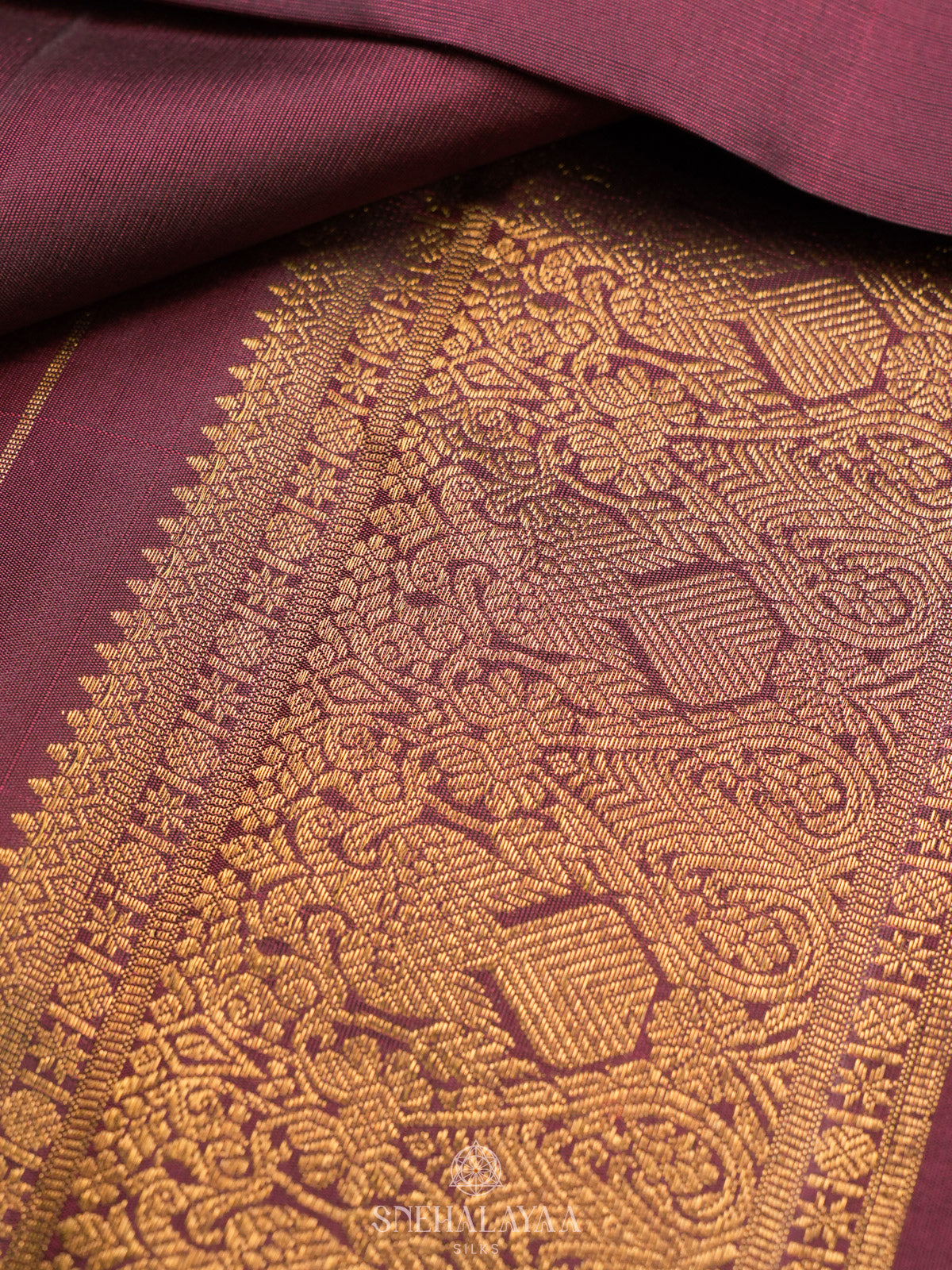 Burgundy Kanjivaram Silk Saree