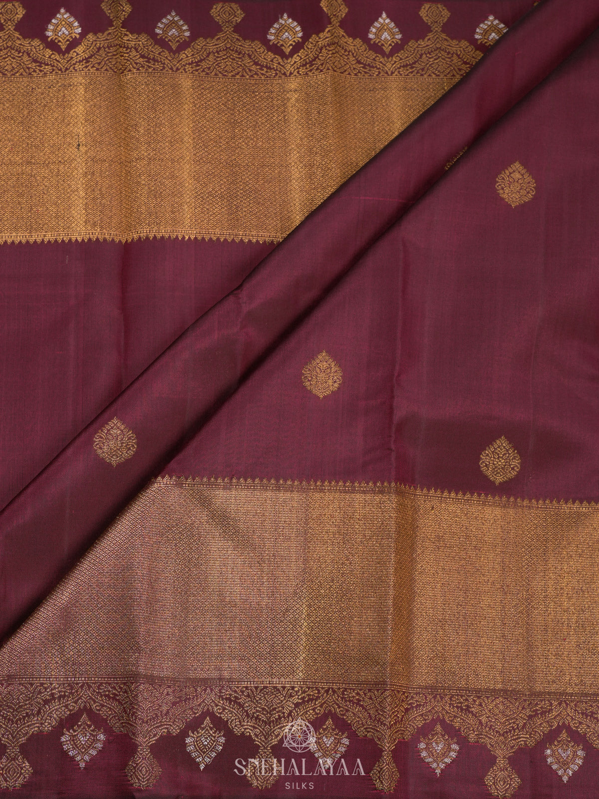Burgundy Kanjivaram Silk Saree