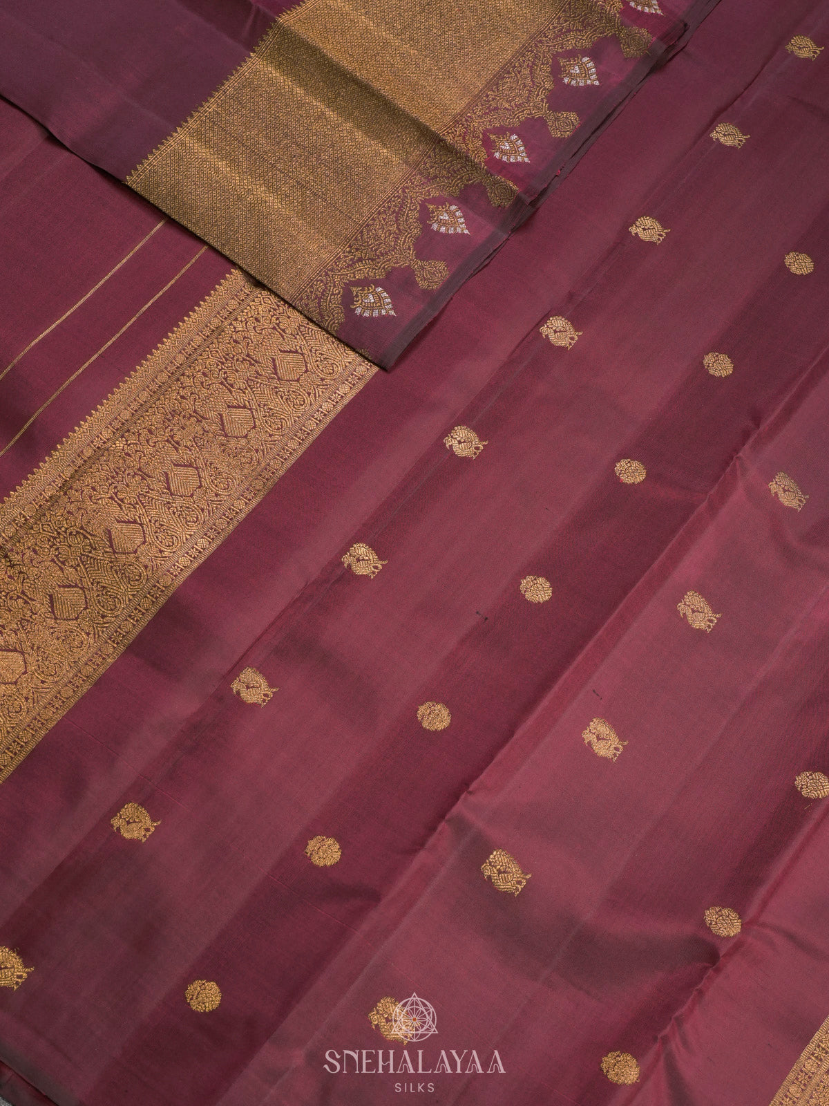 Burgundy Kanjivaram Silk Saree