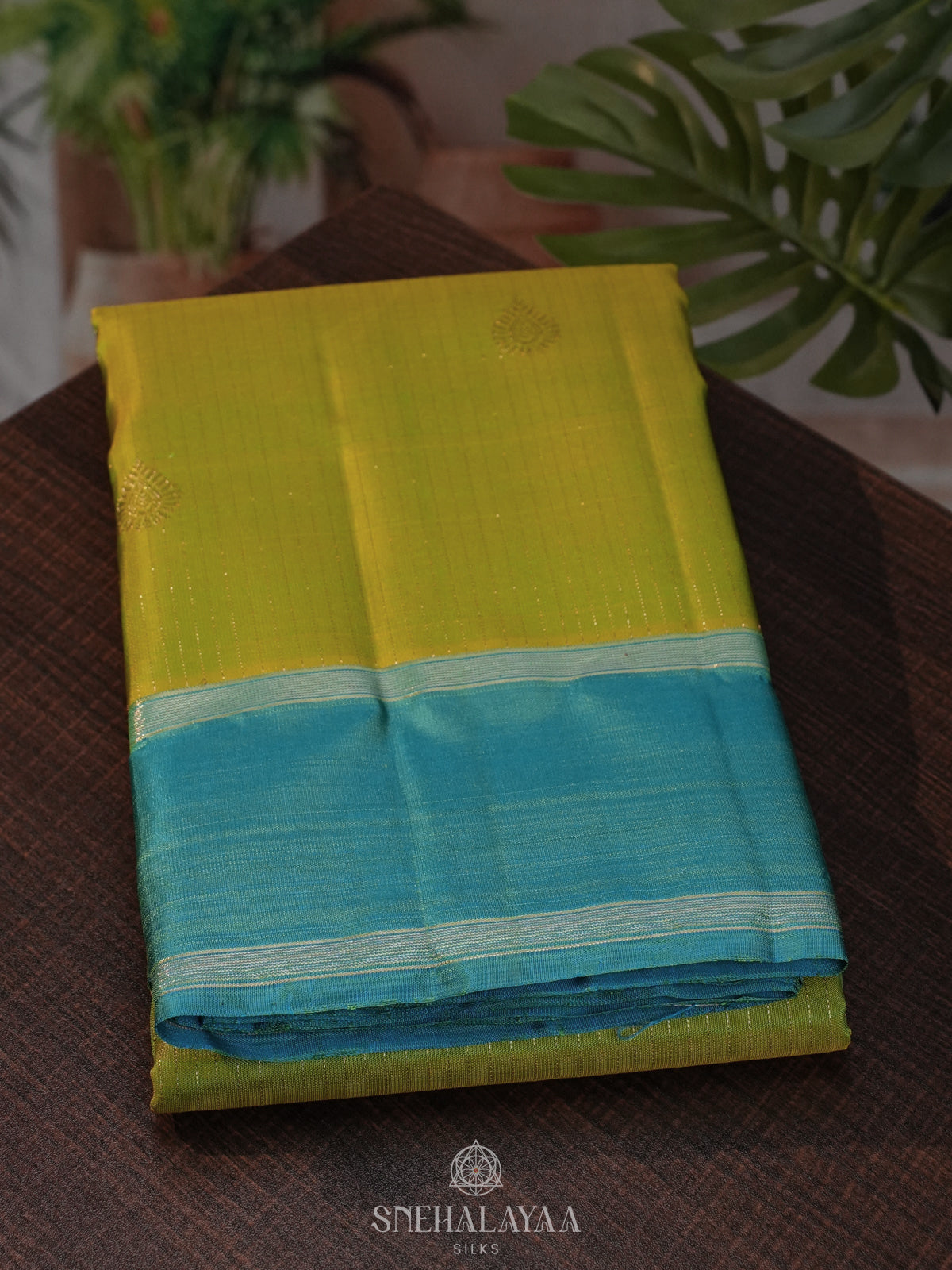 Lime Green Kanjivaram Silk Saree
