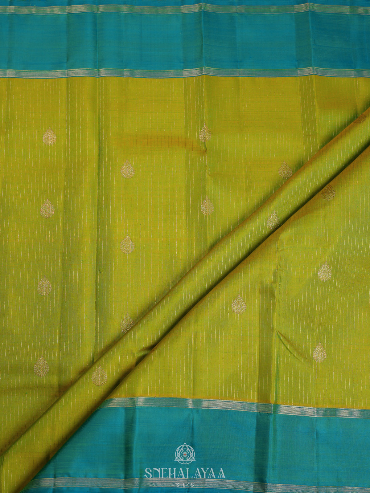 Lime Green Kanjivaram Silk Saree