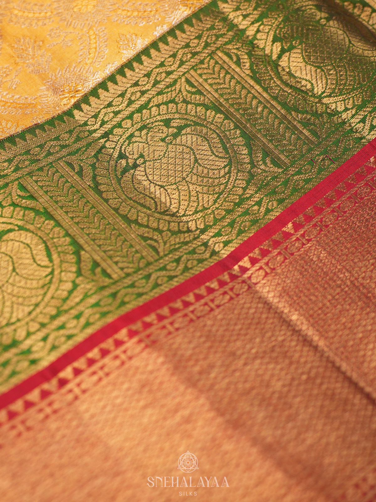 Golden Yellow Kanjivaram Silk Saree
