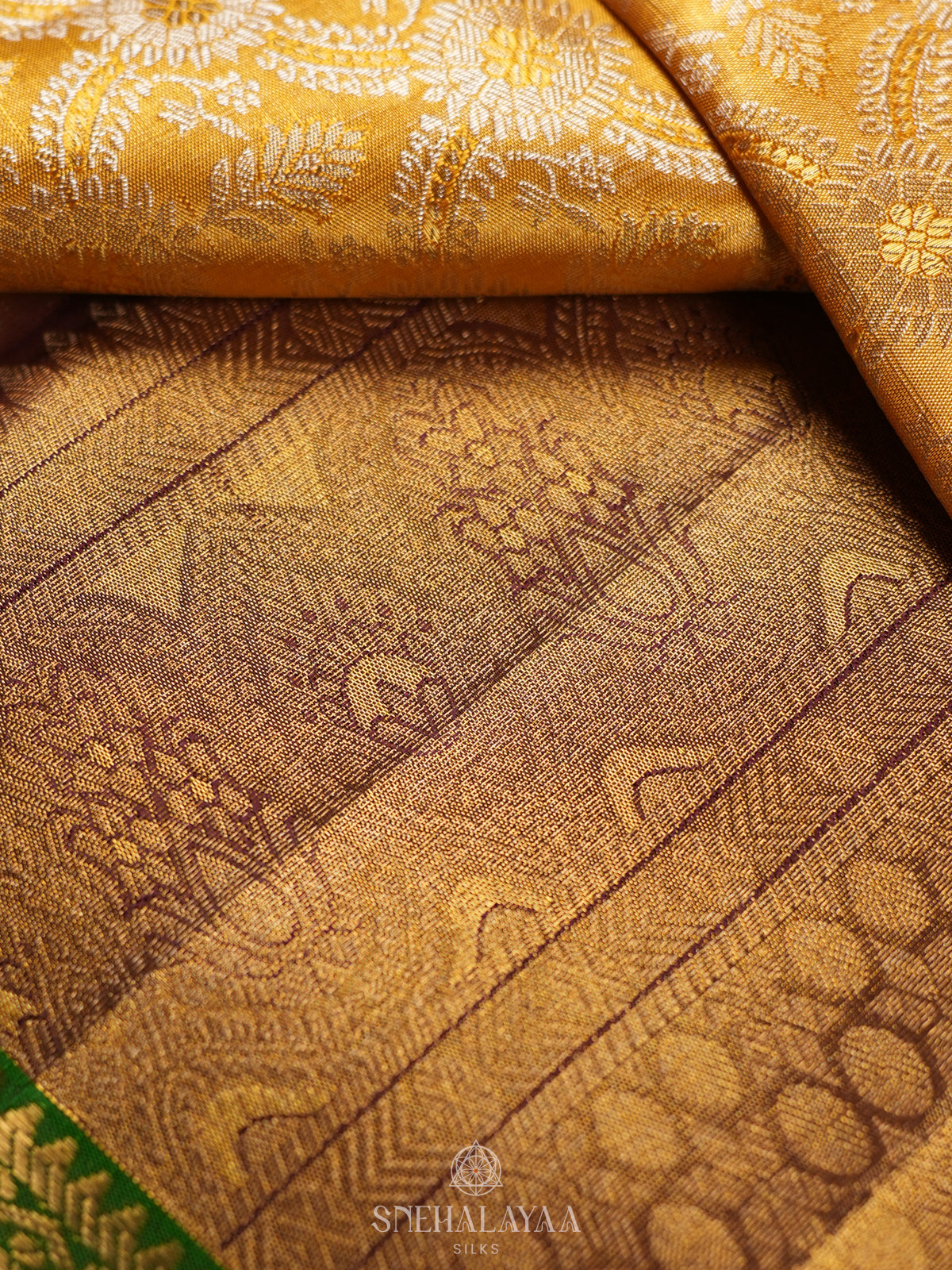 Golden Yellow Kanjivaram Silk Saree