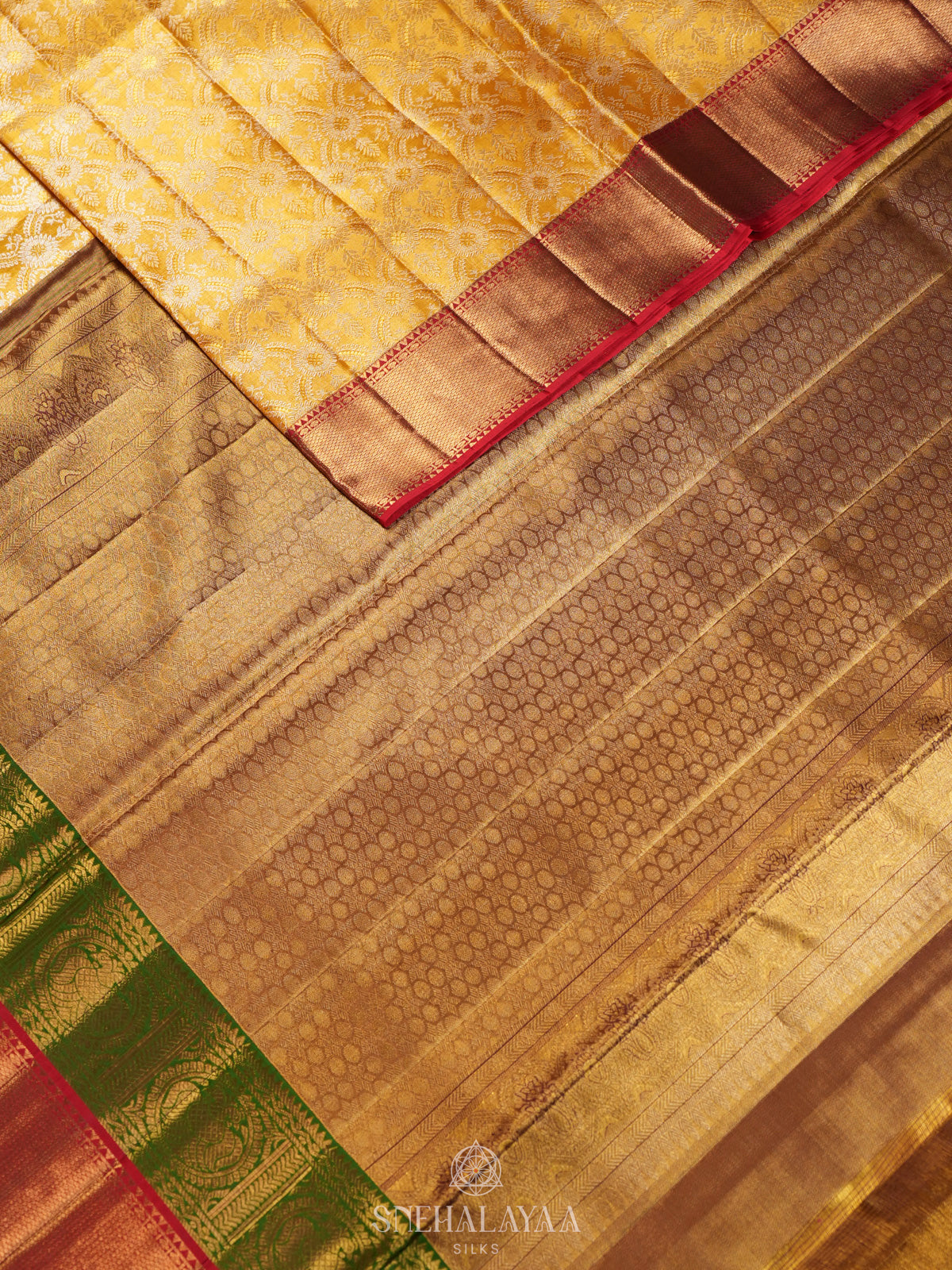 Golden Yellow Kanjivaram Silk Saree