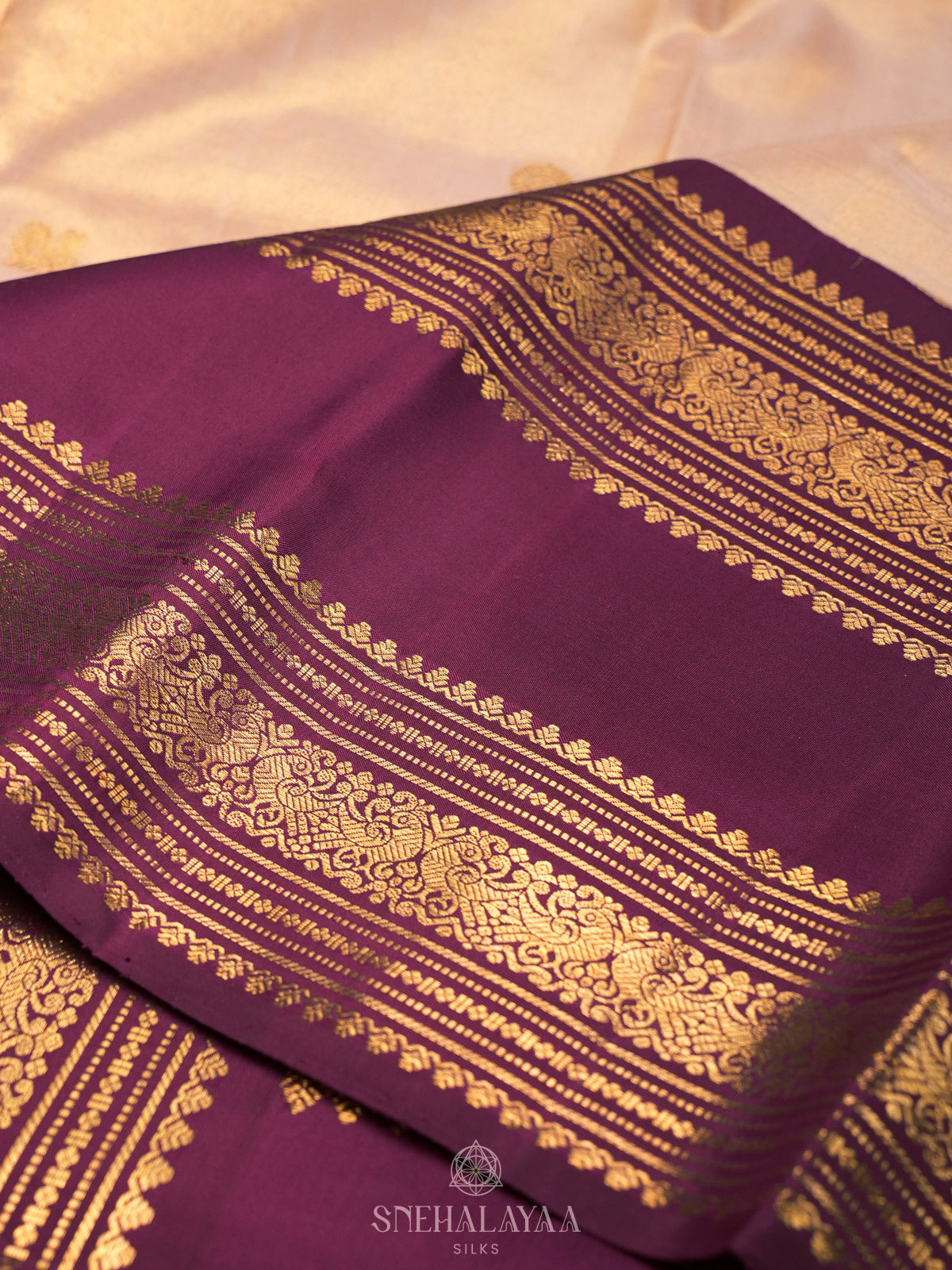 Cream Kanjivaram Silk Saree