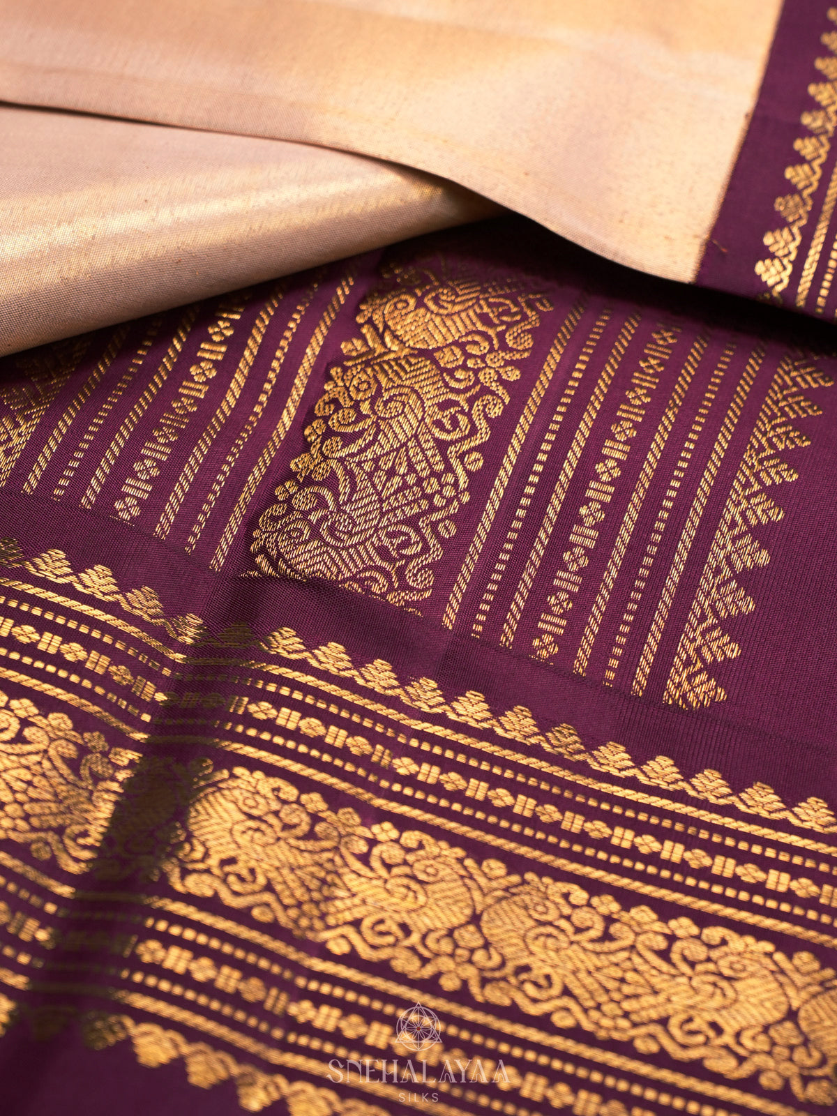 Cream Kanjivaram Silk Saree