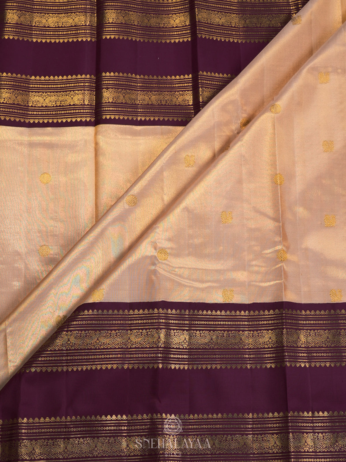 Cream Kanjivaram Silk Saree