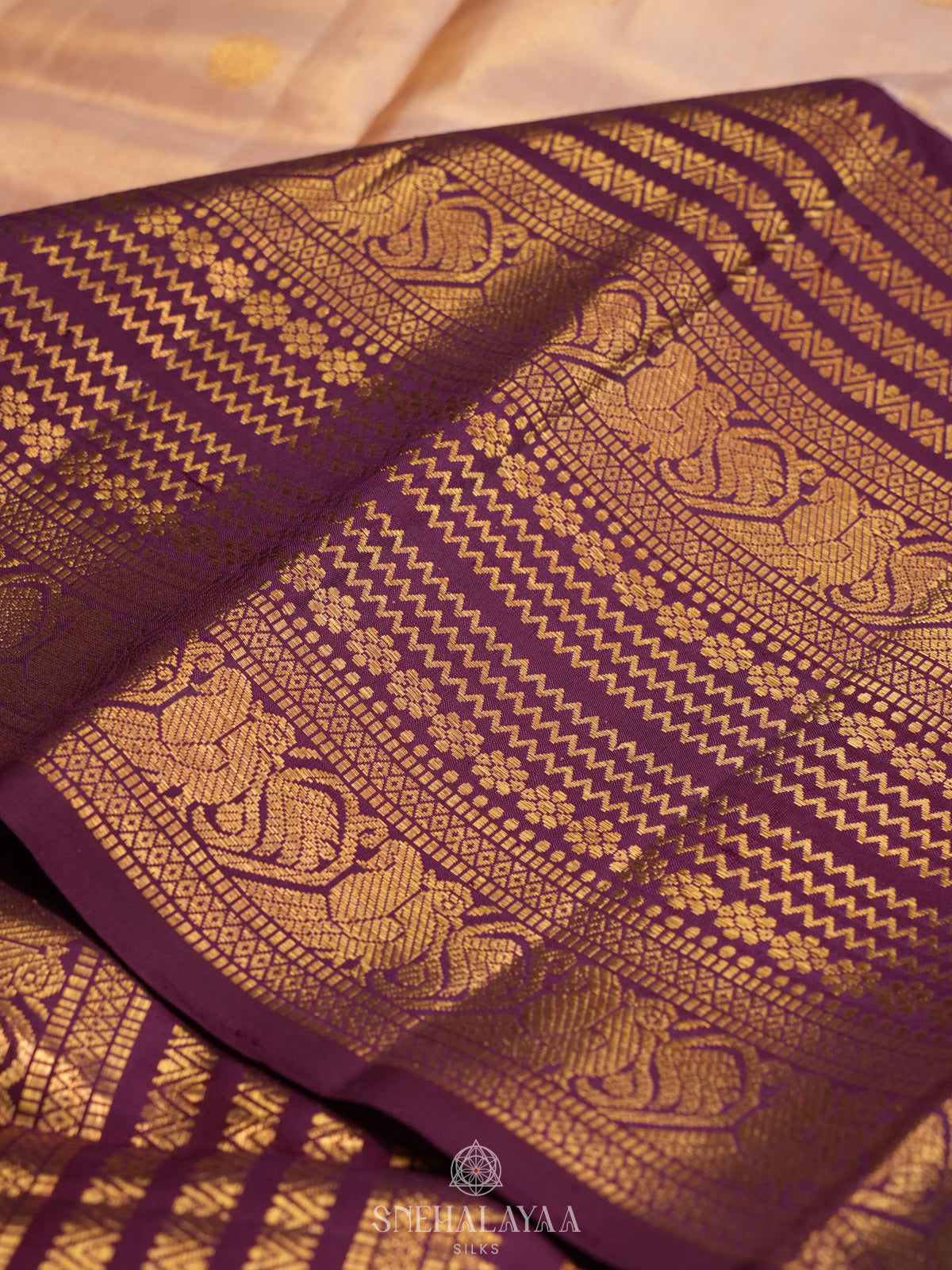 Cream Kanjivaram Silk Saree