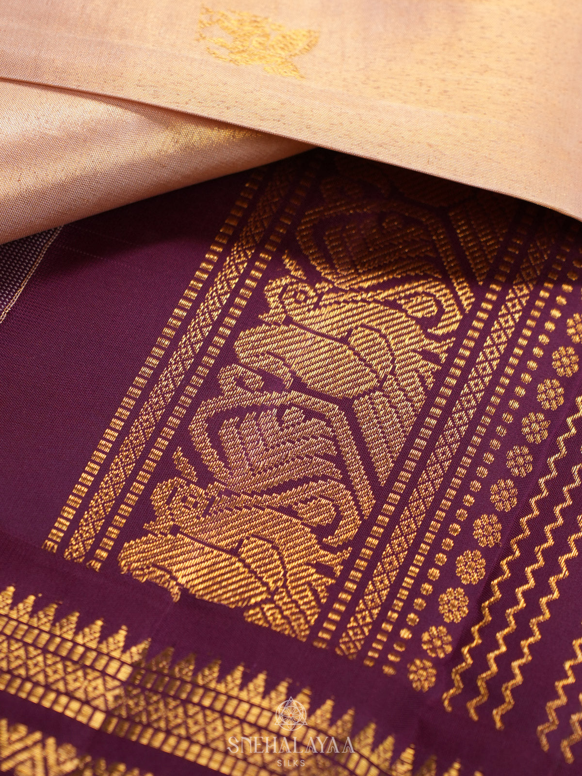 Cream Kanjivaram Silk Saree