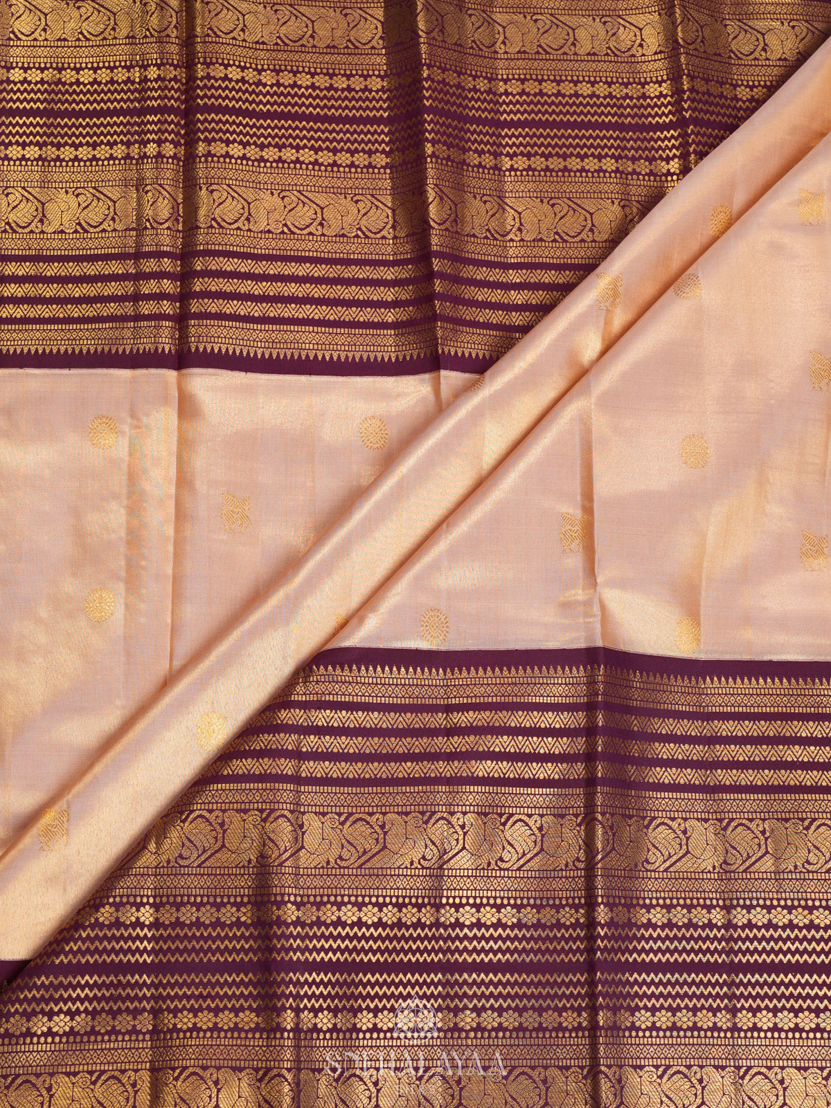 Cream Kanjivaram Silk Saree
