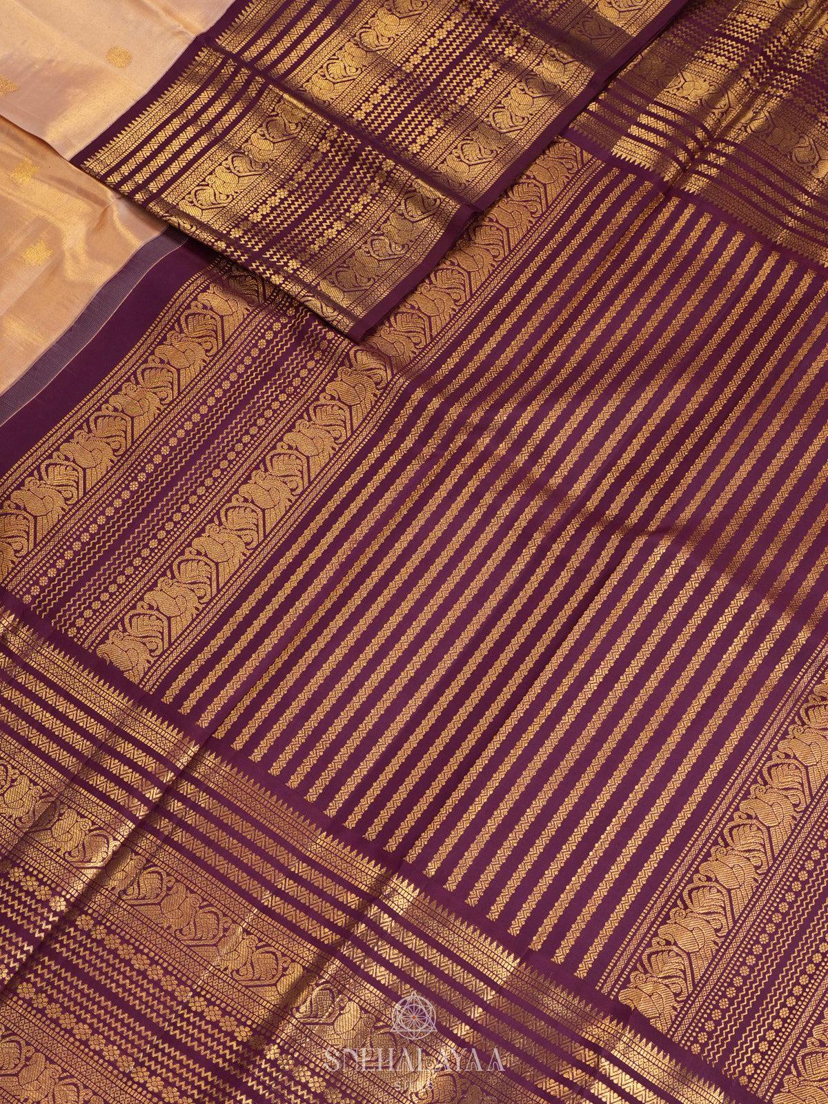 Cream Kanjivaram Silk Saree