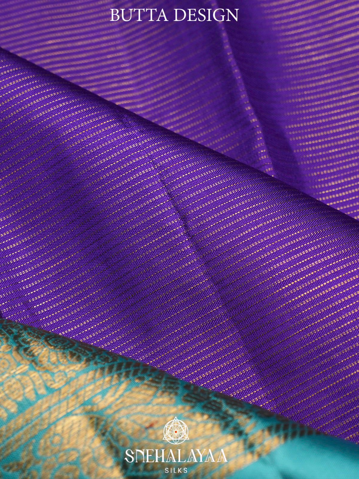 Royal Purple Kanjivaram Silk Saree with Sky Blue Zari Border