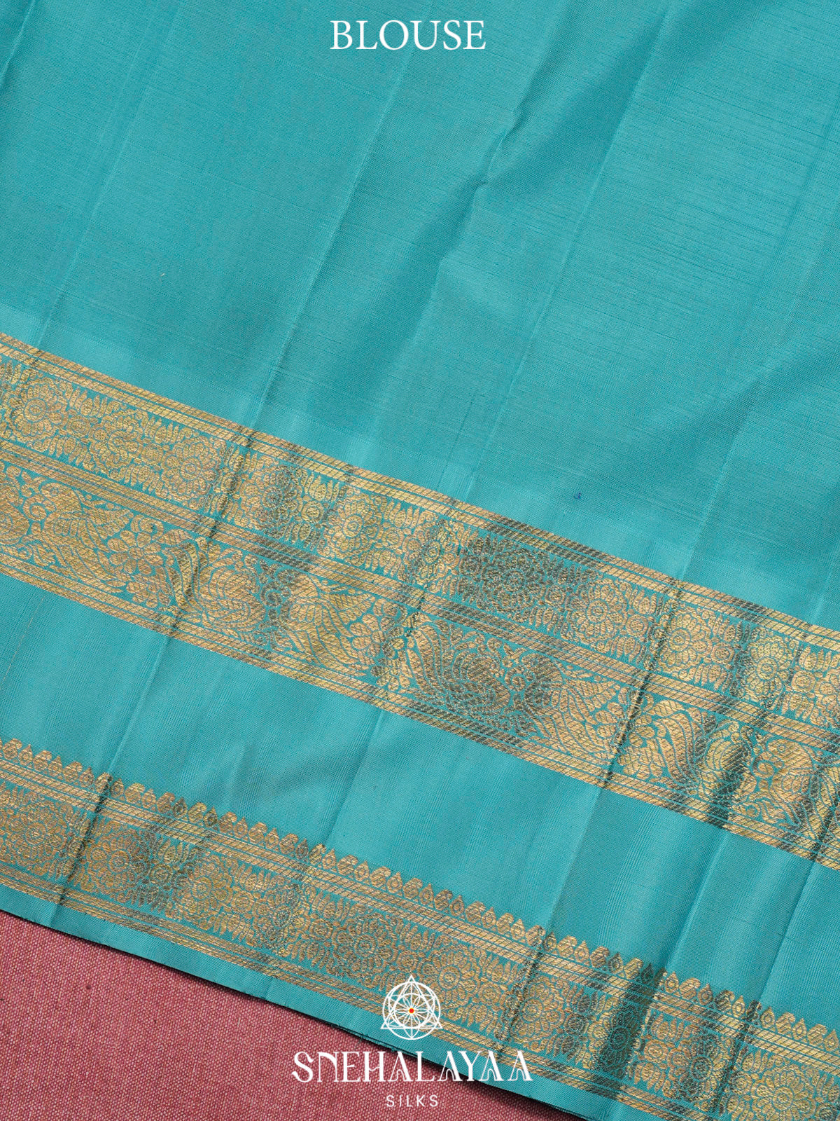 Royal Purple Kanjivaram Silk Saree with Sky Blue Zari Border