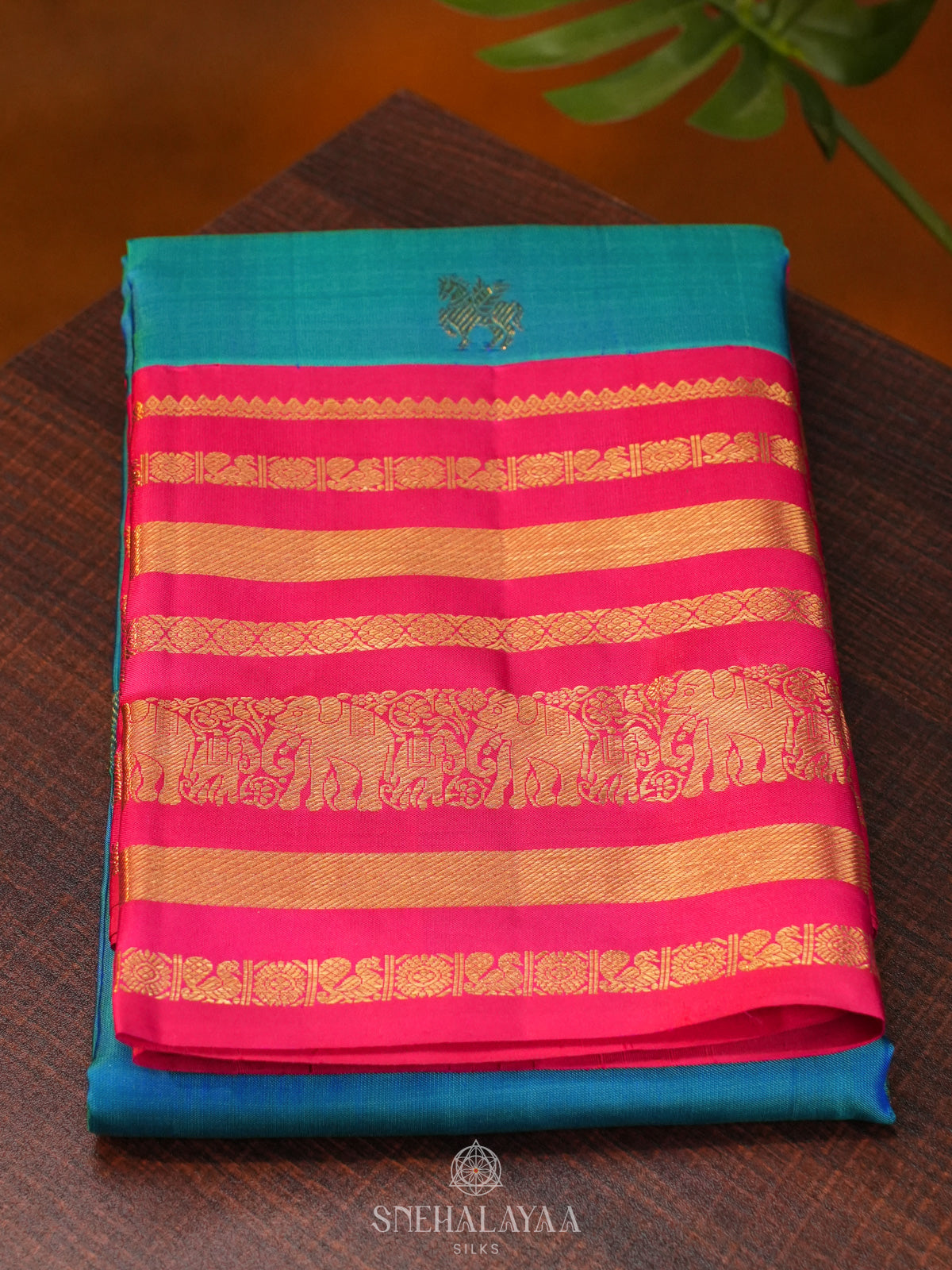 Peacock Blue Kanjivaram Silk Saree