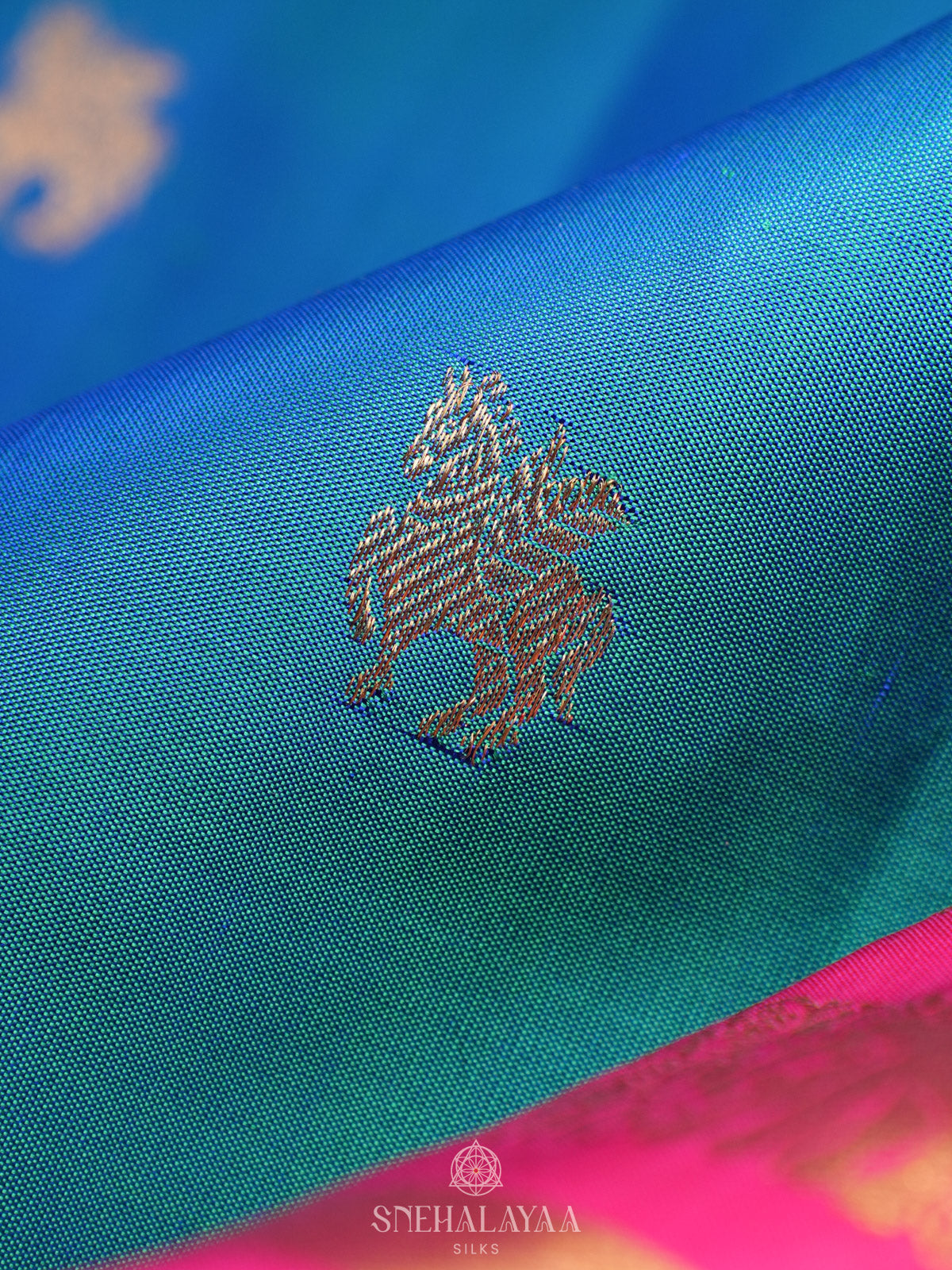 Peacock Blue Kanjivaram Silk Saree