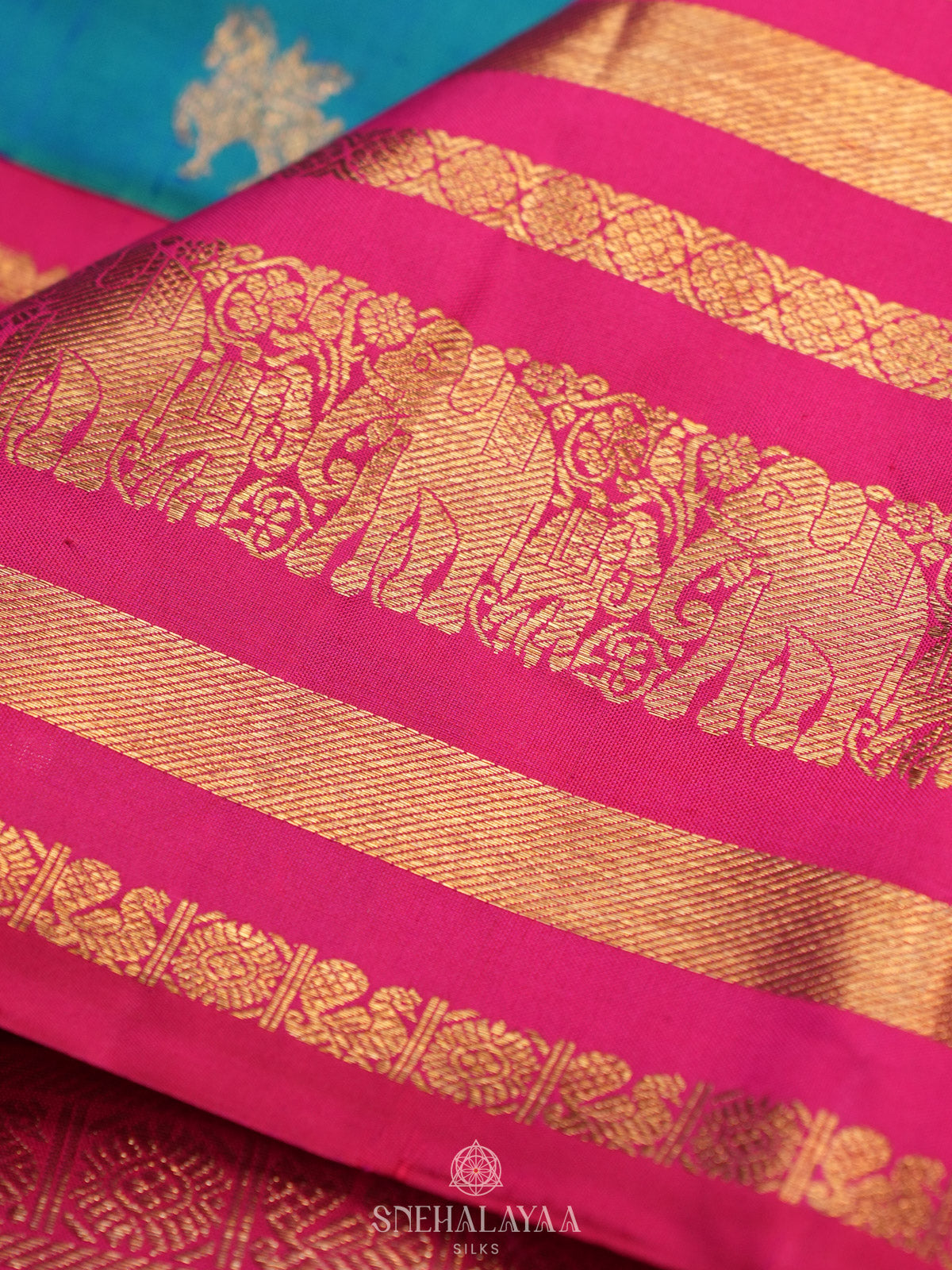 Peacock Blue Kanjivaram Silk Saree