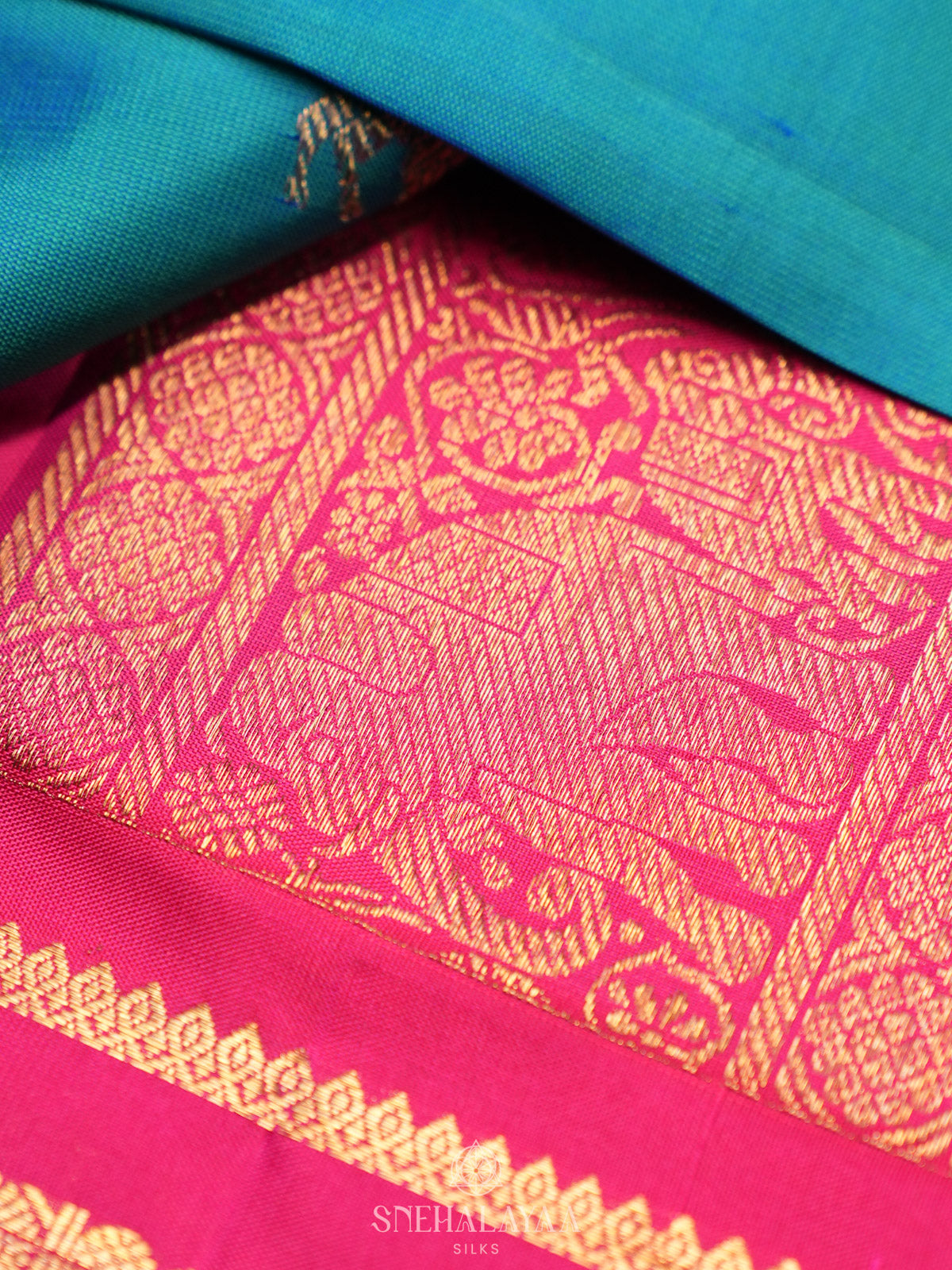 Peacock Blue Kanjivaram Silk Saree