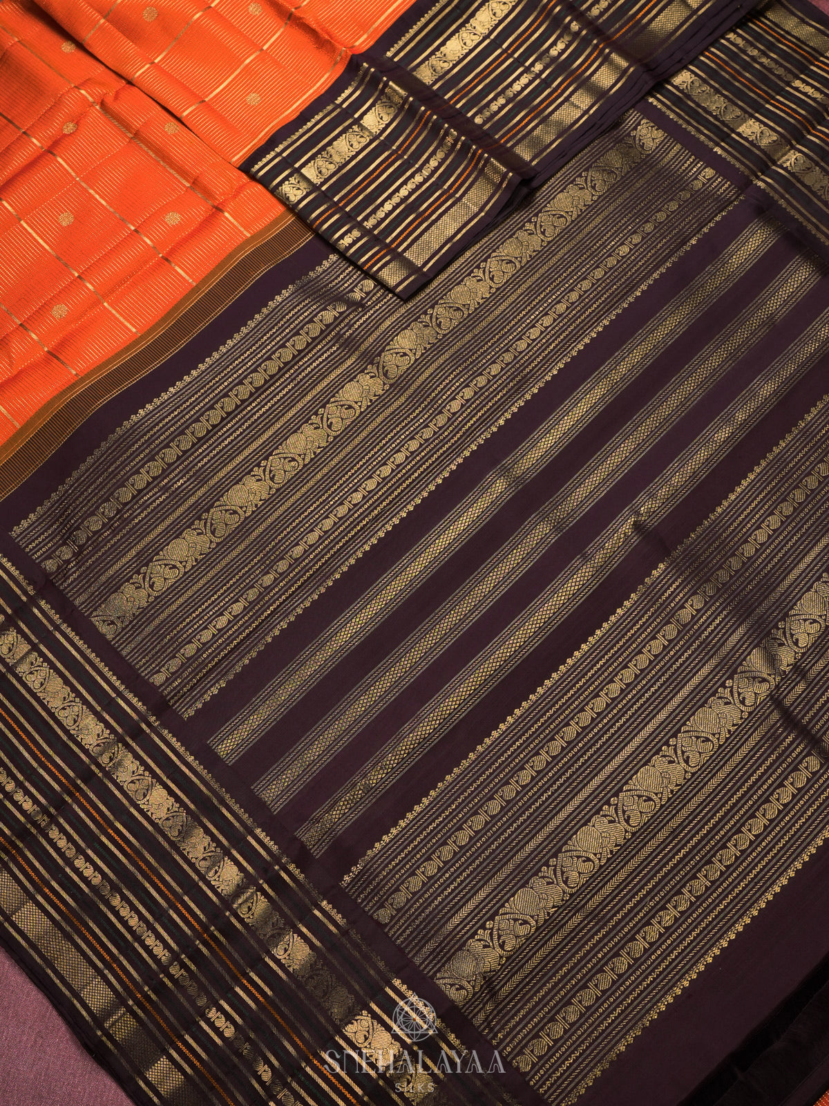 Orange Kanjivaram Silk Saree