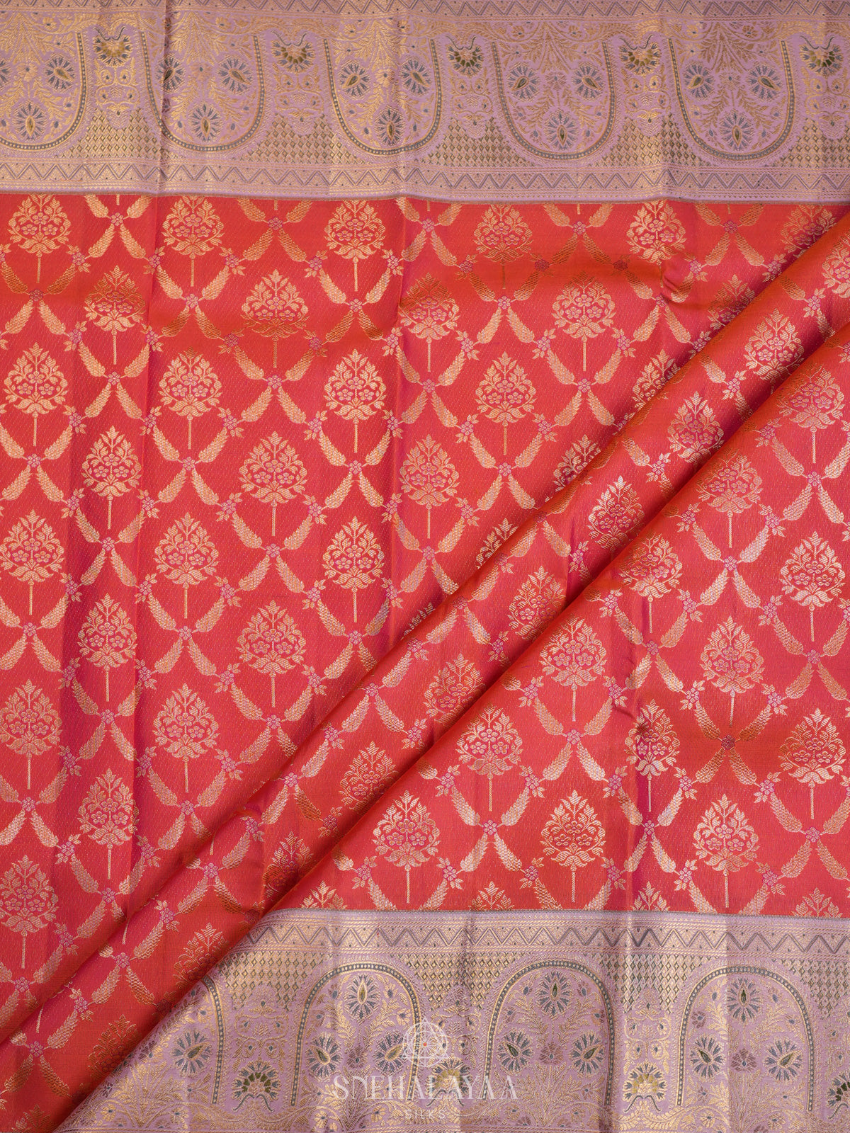 Ruby Red Kanjivaram Silk Saree
