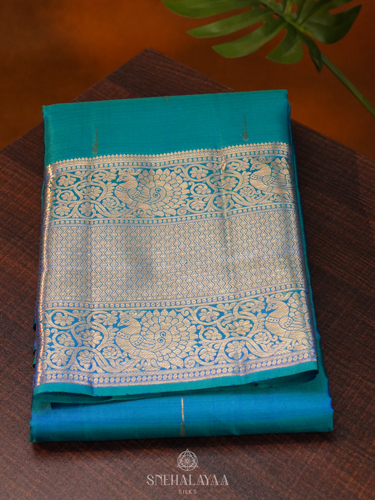 Peacock Blue Kanjivaram Silk Saree