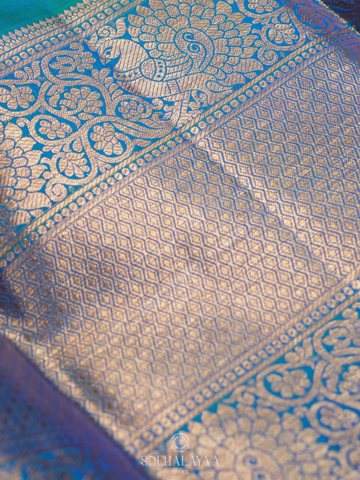 Peacock Blue Kanjivaram Silk Saree