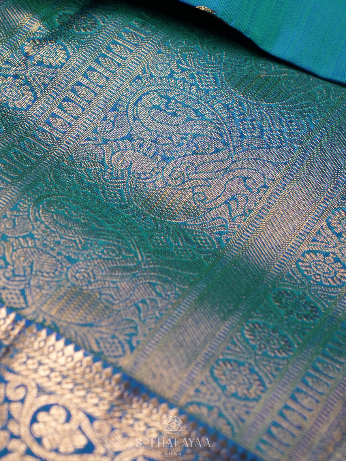 Peacock Blue Kanjivaram Silk Saree